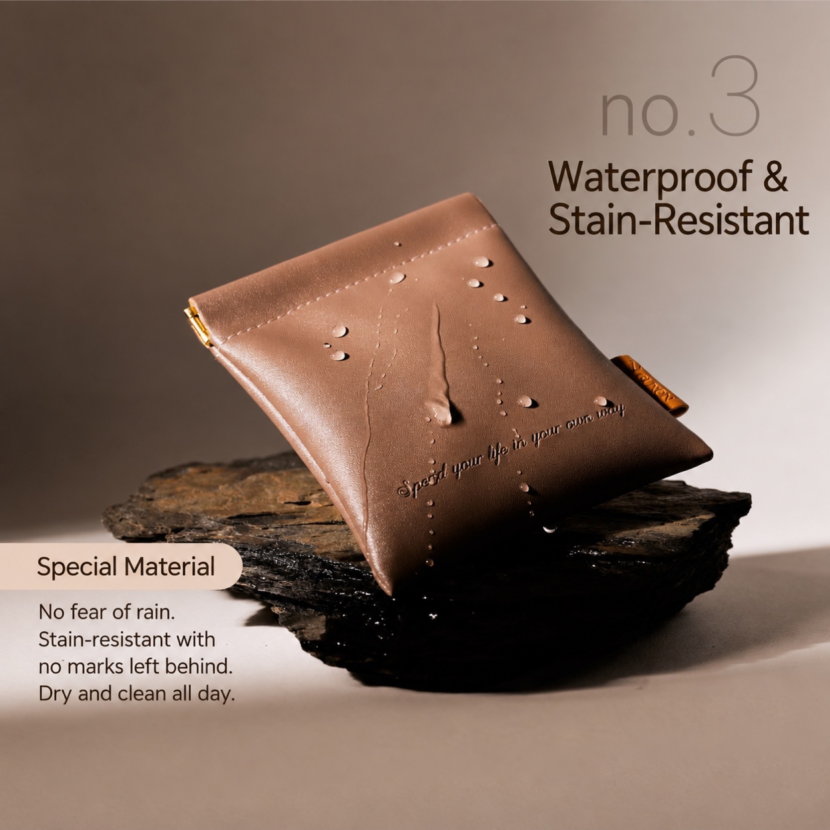 Feature no.3 waterproof and stain-resistant special material: water beads off and dries clean