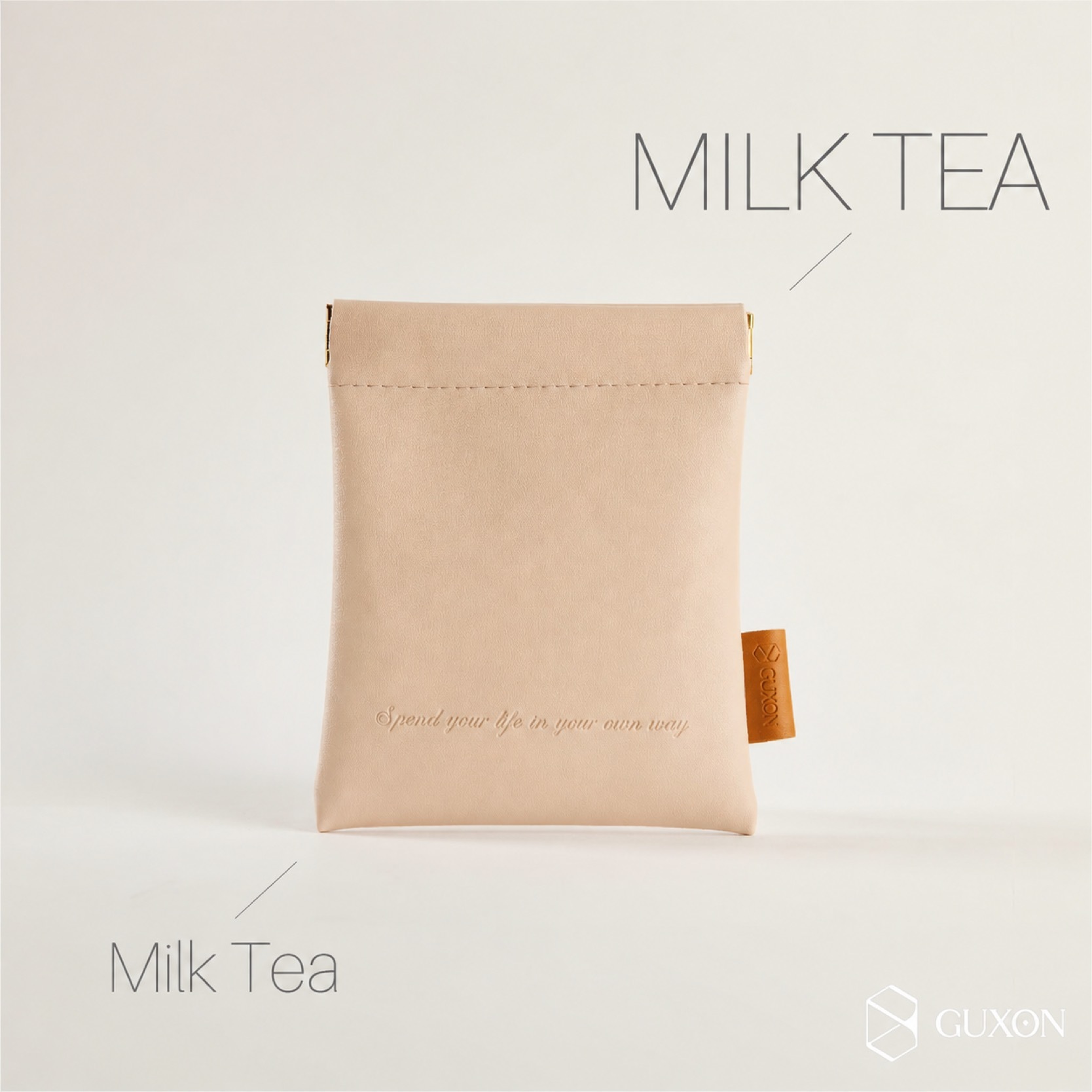 Milk Tea colourway of the GUXON leather storage pouch