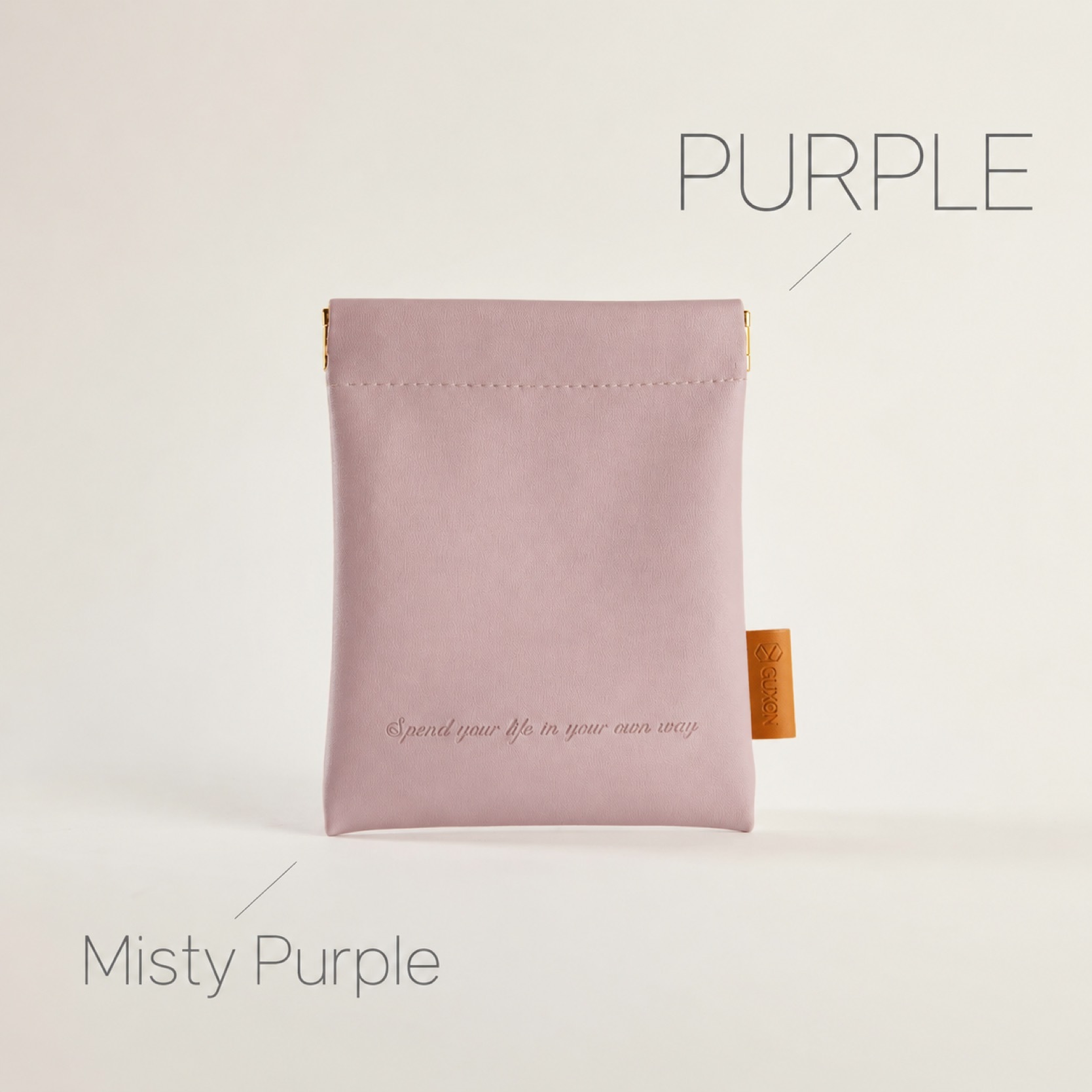 Misty Purple colourway of the GUXON leather storage pouch