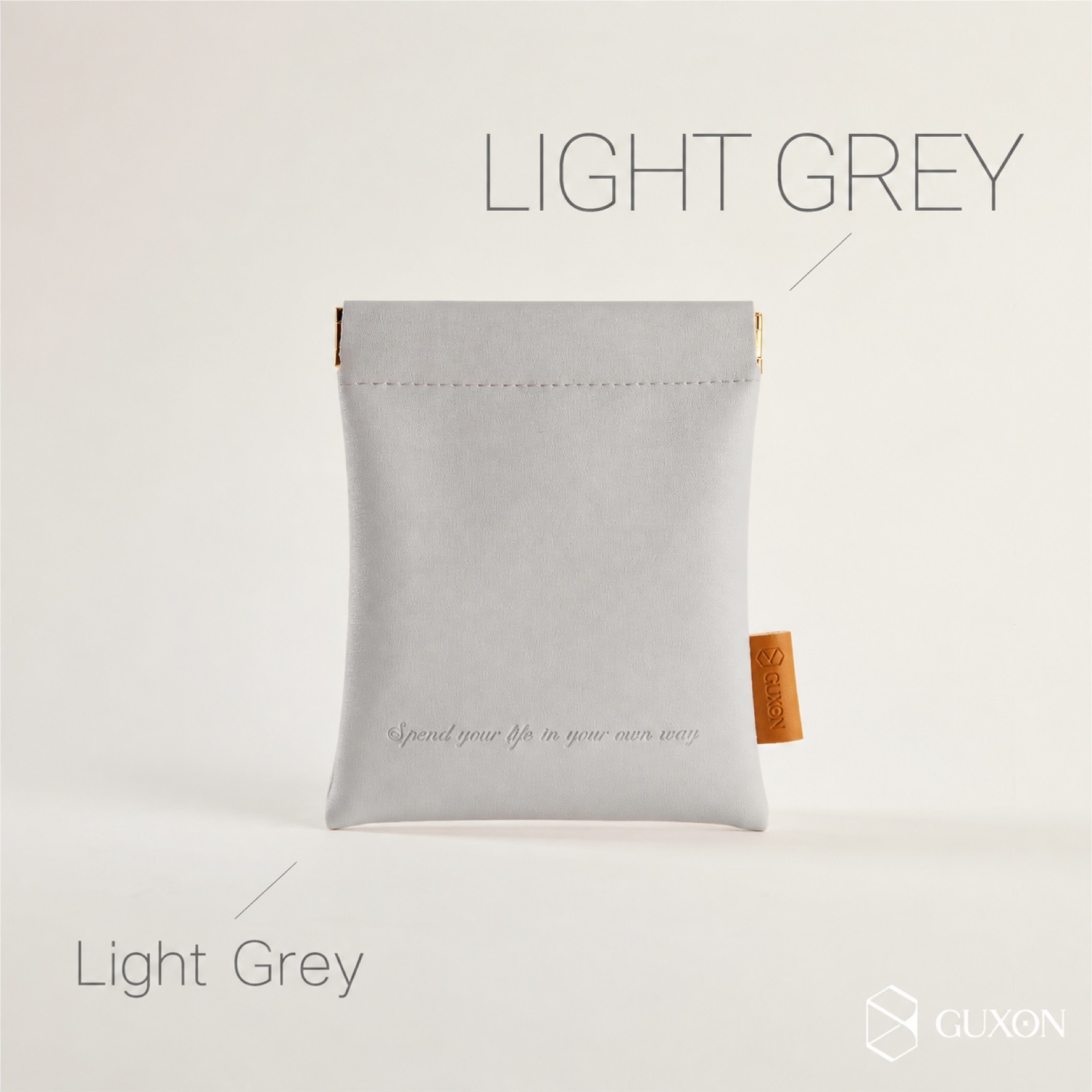 Light Grey colourway of the GUXON leather storage pouch