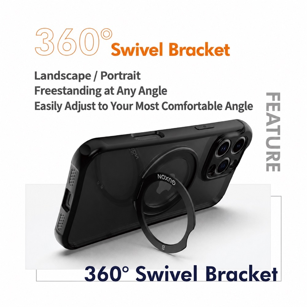 360 degree swivel bracket supporting landscape and portrait, freestanding at any angle