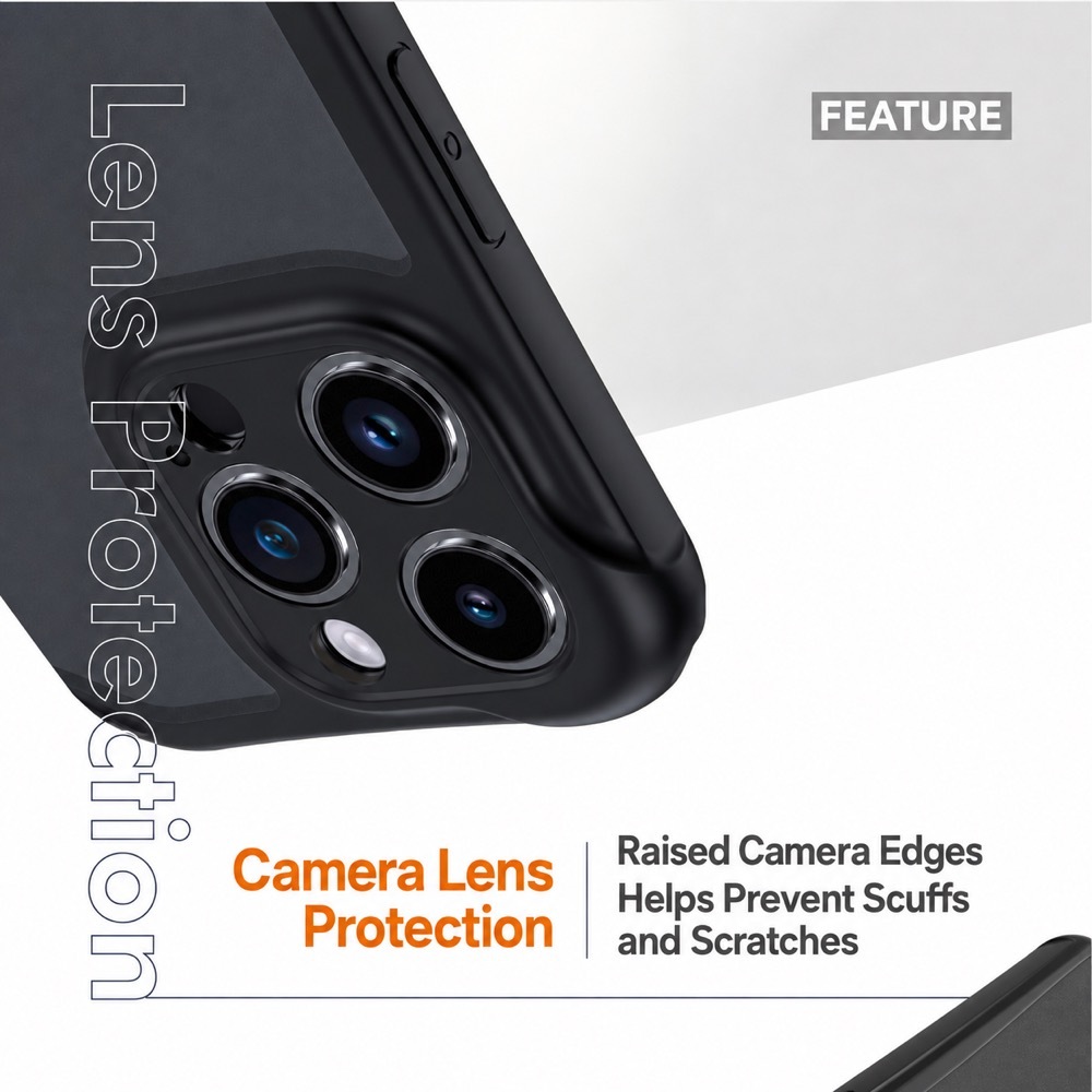 Raised camera edges give camera lens protection and help prevent scuffs and scratches