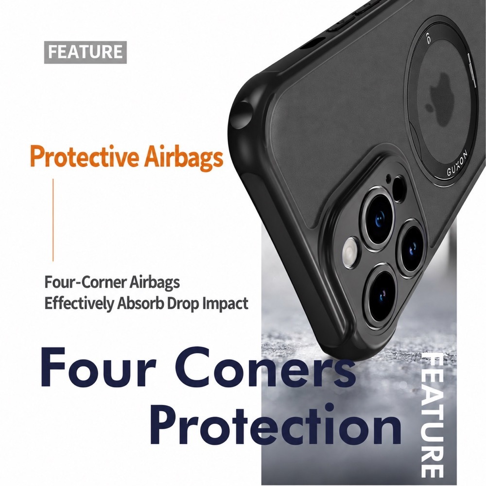 Four-corner protective airbags effectively absorb drop impact