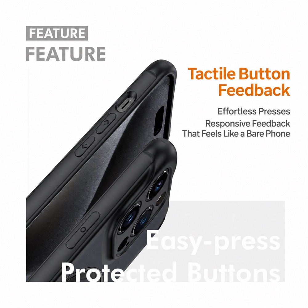 Tactile button feedback: effortless presses with responsive feel like a bare phone