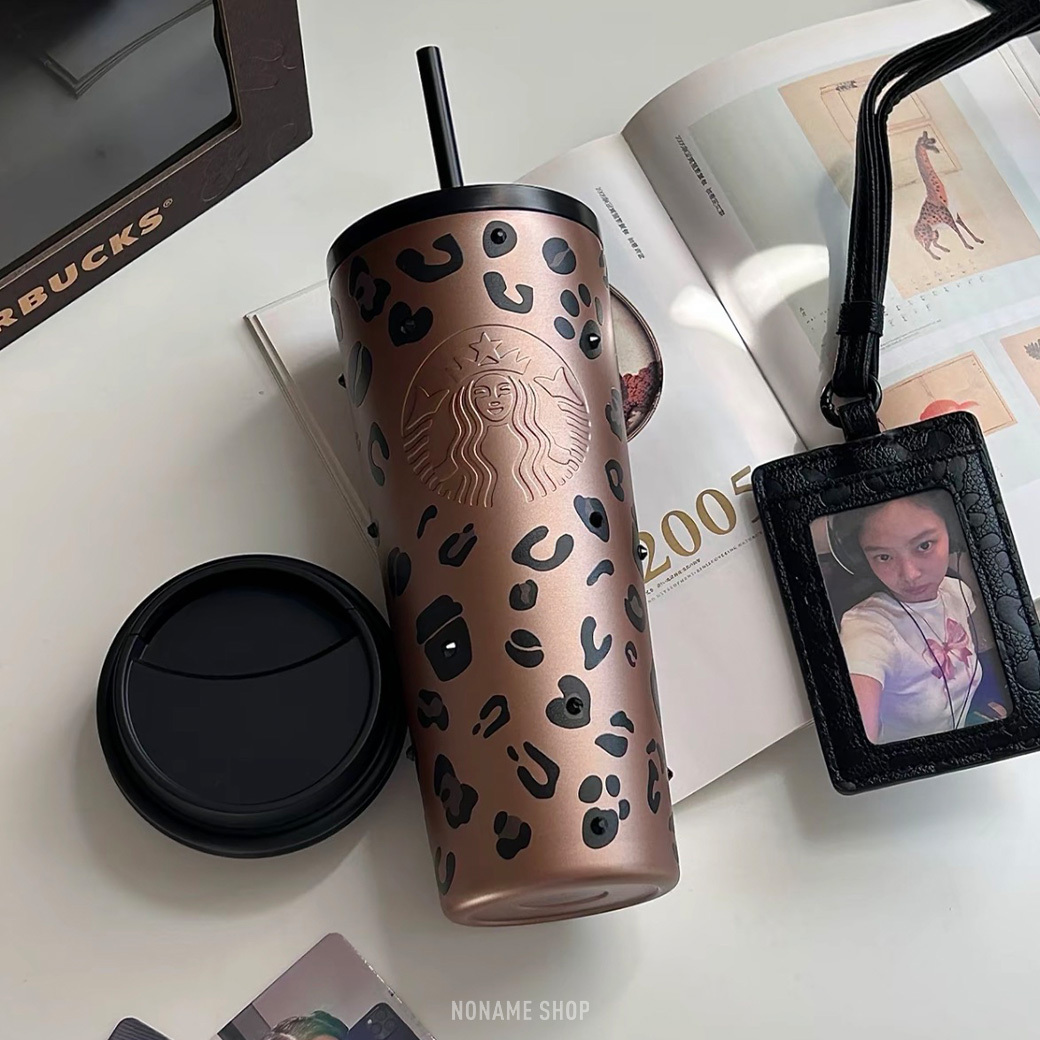 STARBUCKS 星巴克 豹紋系列 高鹽質 不鏽鋼 雙蓋+卡夾 禮盒包