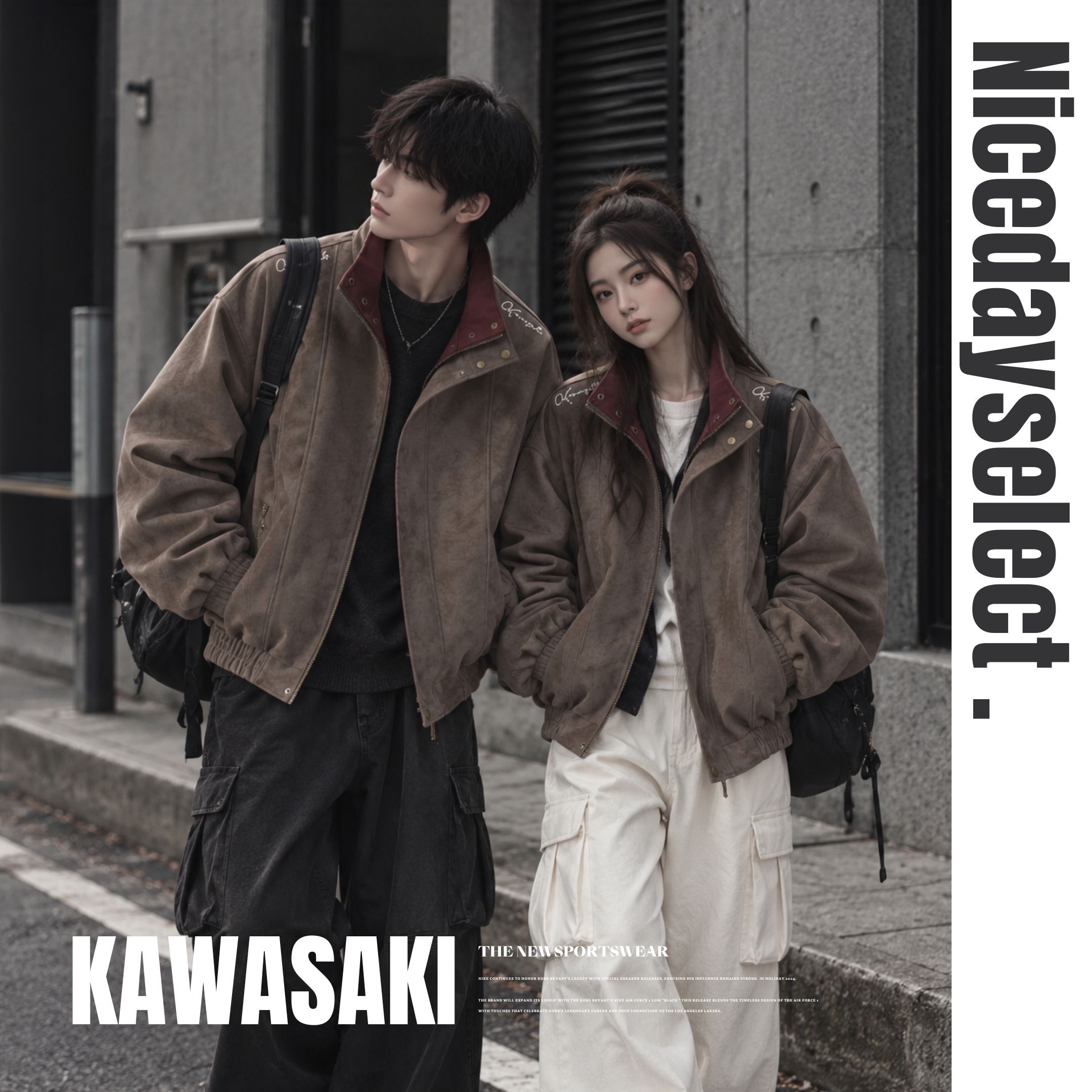 NICEDAY 服飾 代購 Kawasaki 秋冬 夾克 外套 防風外套 防風 復古 棕色 摩卡 灰黑 防寒 冬天 KS-MDBL7909-YH668