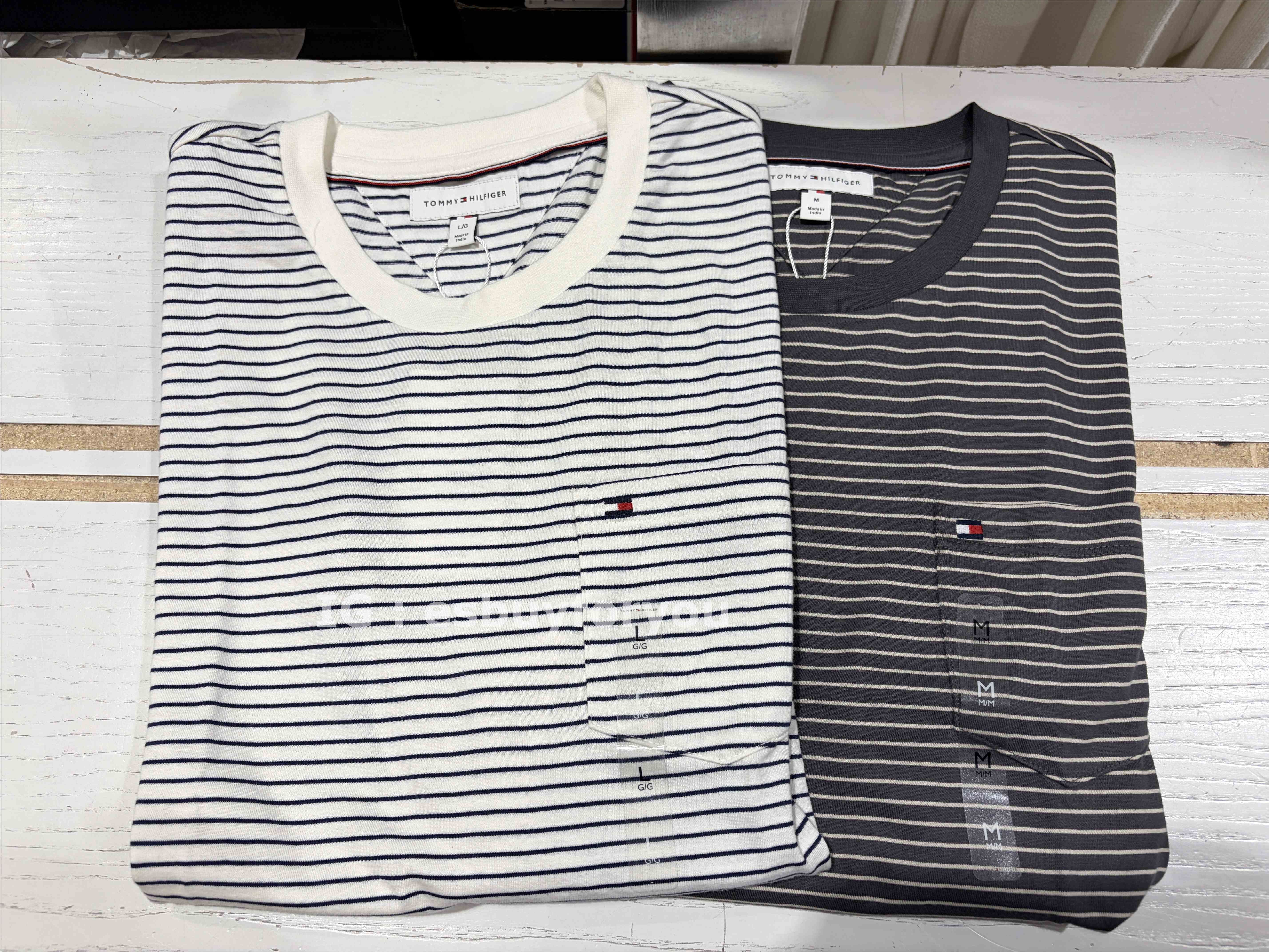 TOMMY 男大人 經典款 小口袋 橫條紋 短TEE (2色)