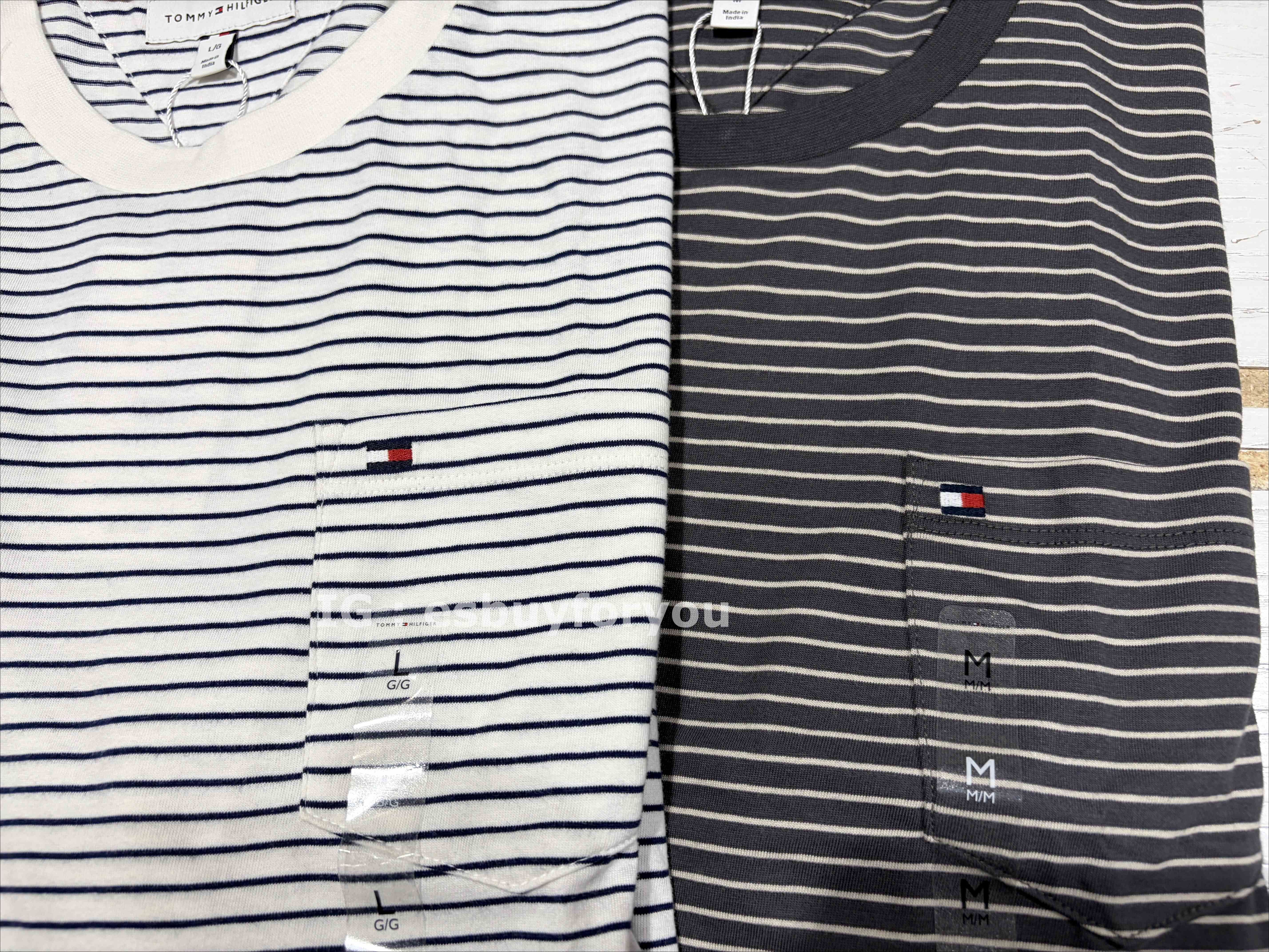 TOMMY 男大人 經典款 小口袋 橫條紋 短TEE (2色)