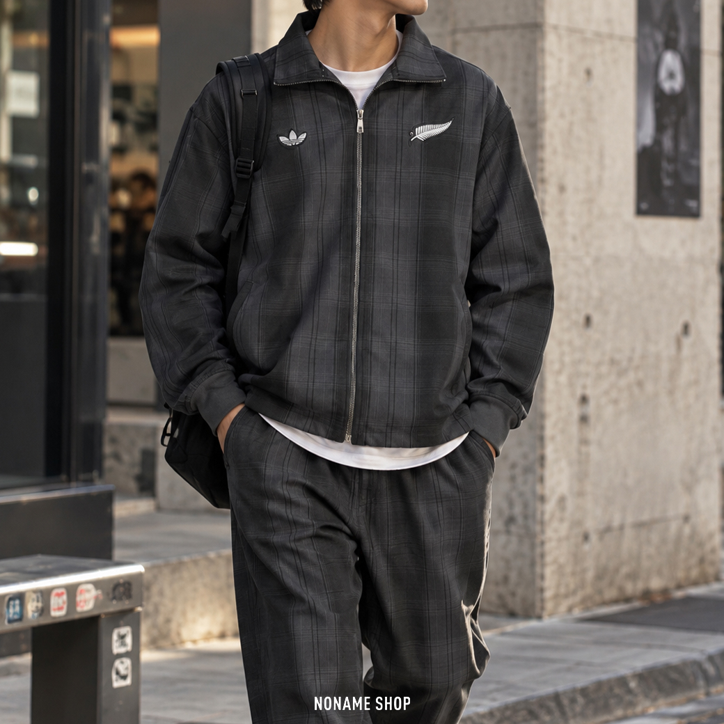 ADIDAS ORIGINALS FIREBIRD ALL BLACKS PLAID TRACK TOP 限定款 碳黑 復古格紋 外套 (男款)