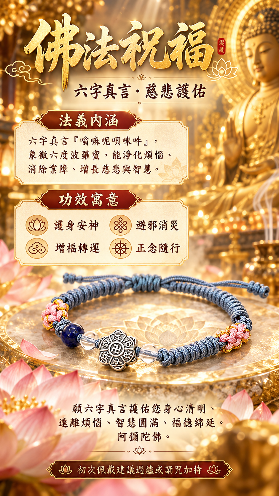 六字真言{純銀}中國結手鍊【十方】151568