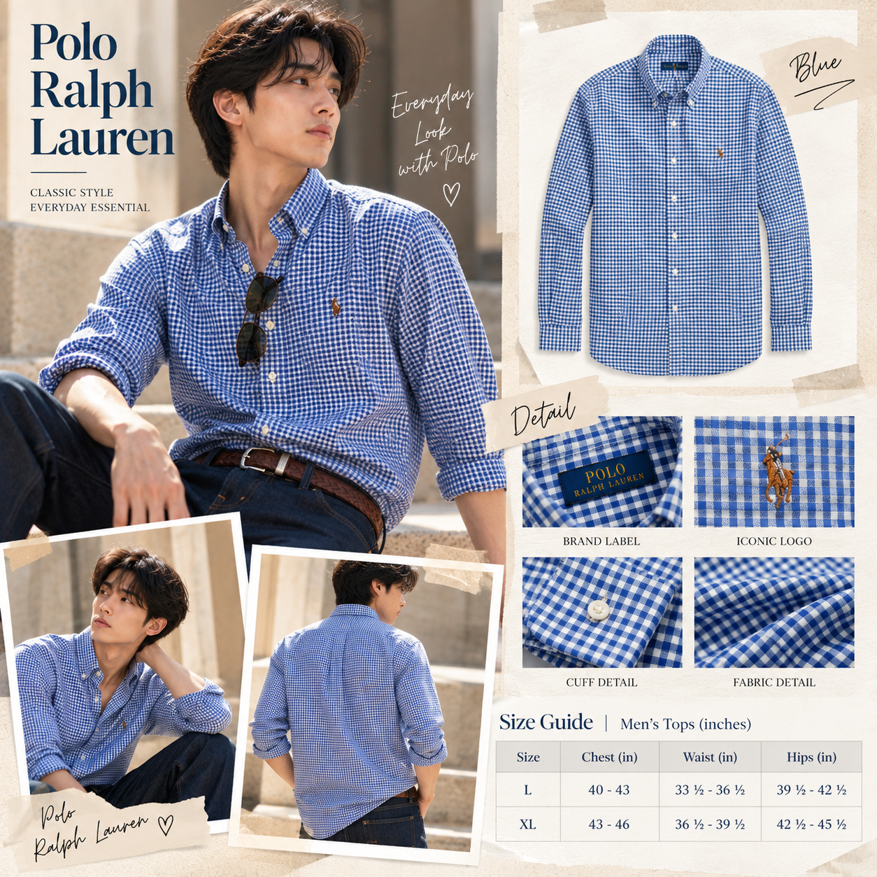 【預購】Polo Ralph Lauren N101006 男裝長袖格仔襯衫 (藍色)
