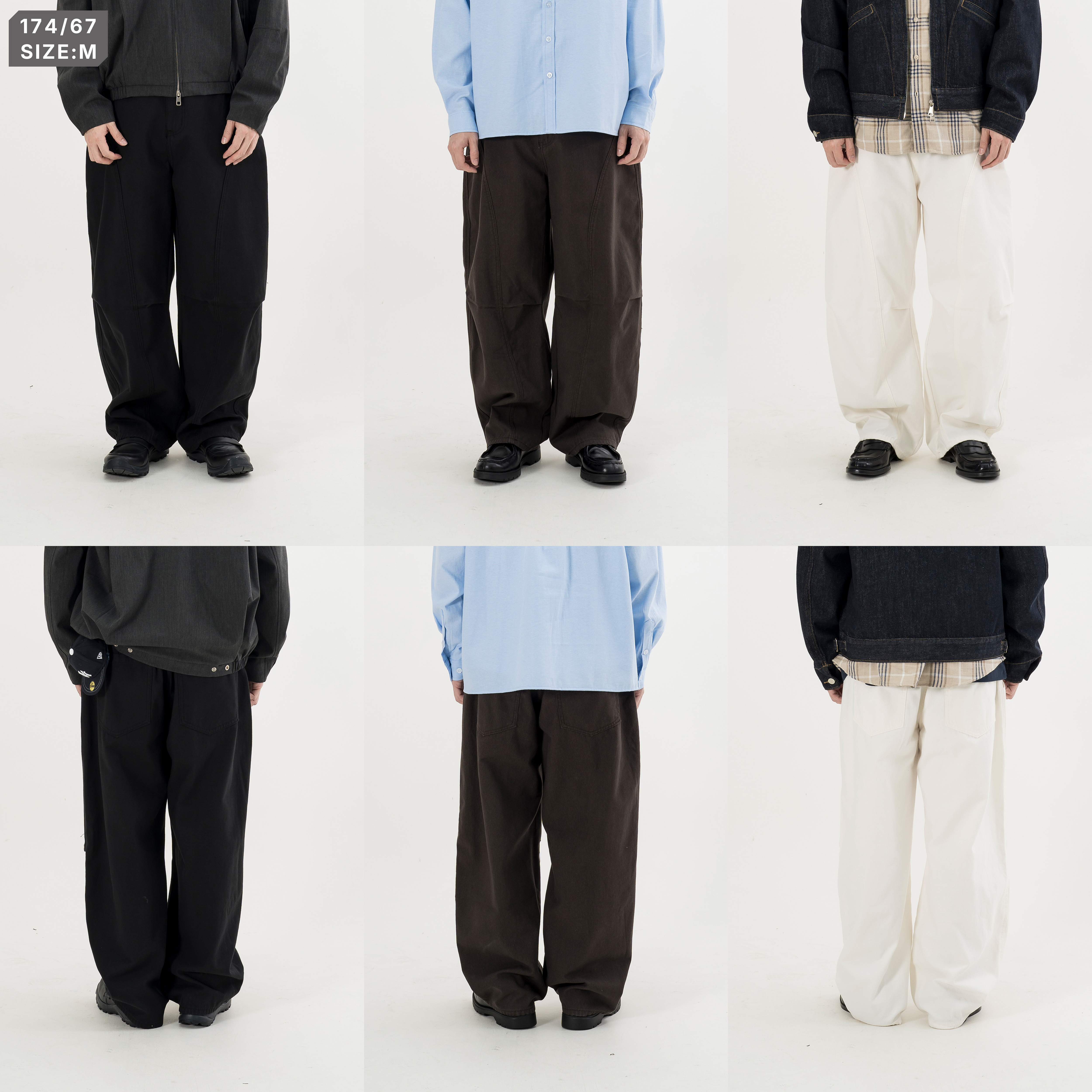 Curved Seam Washed Pants 弧形車線 水洗長褲 [B-26105]