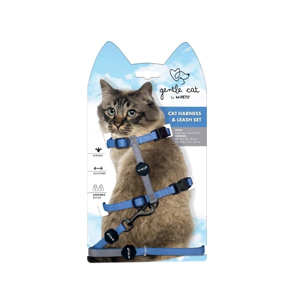 M-Pets 貓用牽引繩．藍綠色