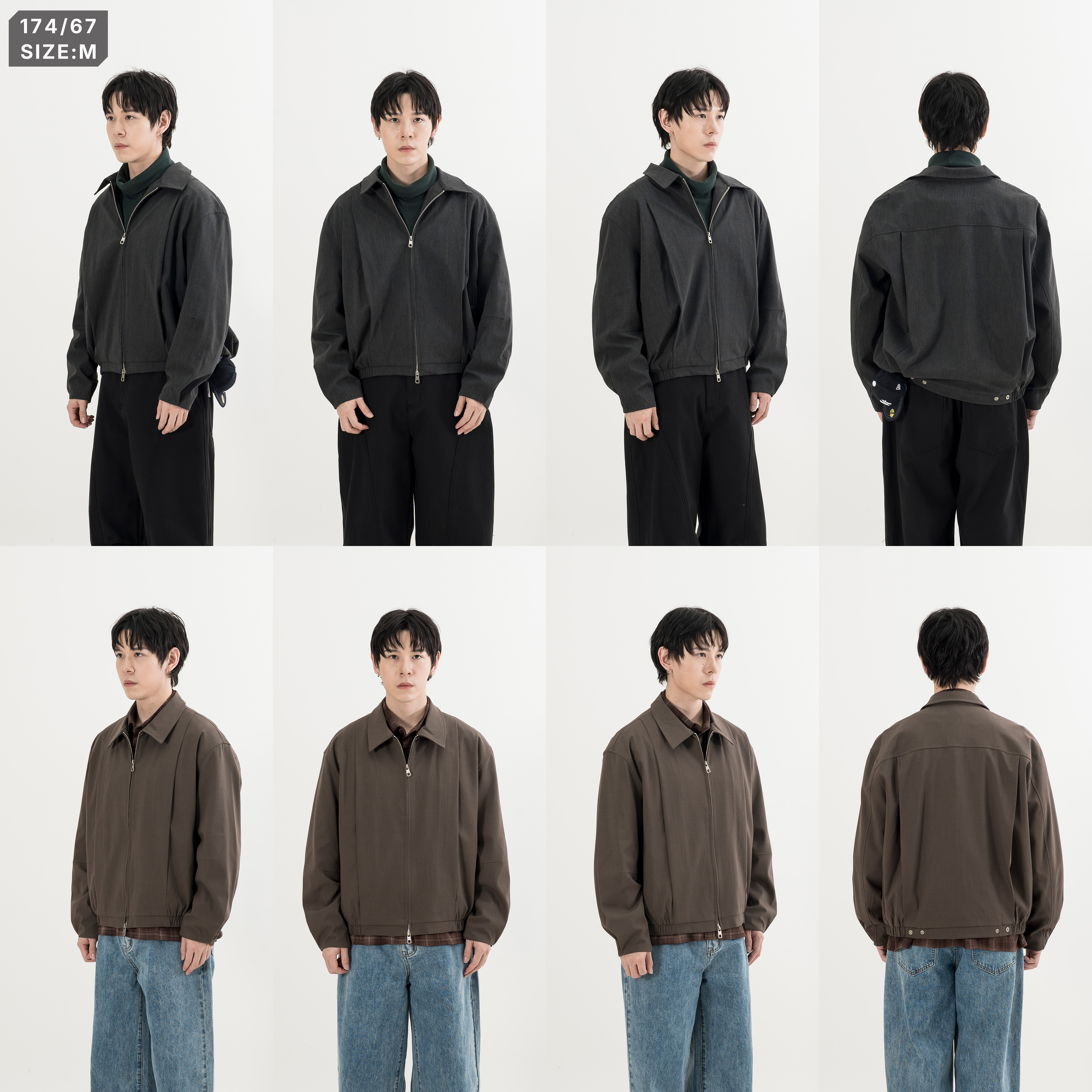 Collar Zip Jacket 西裝布料 翻領外套 [O-JK130]