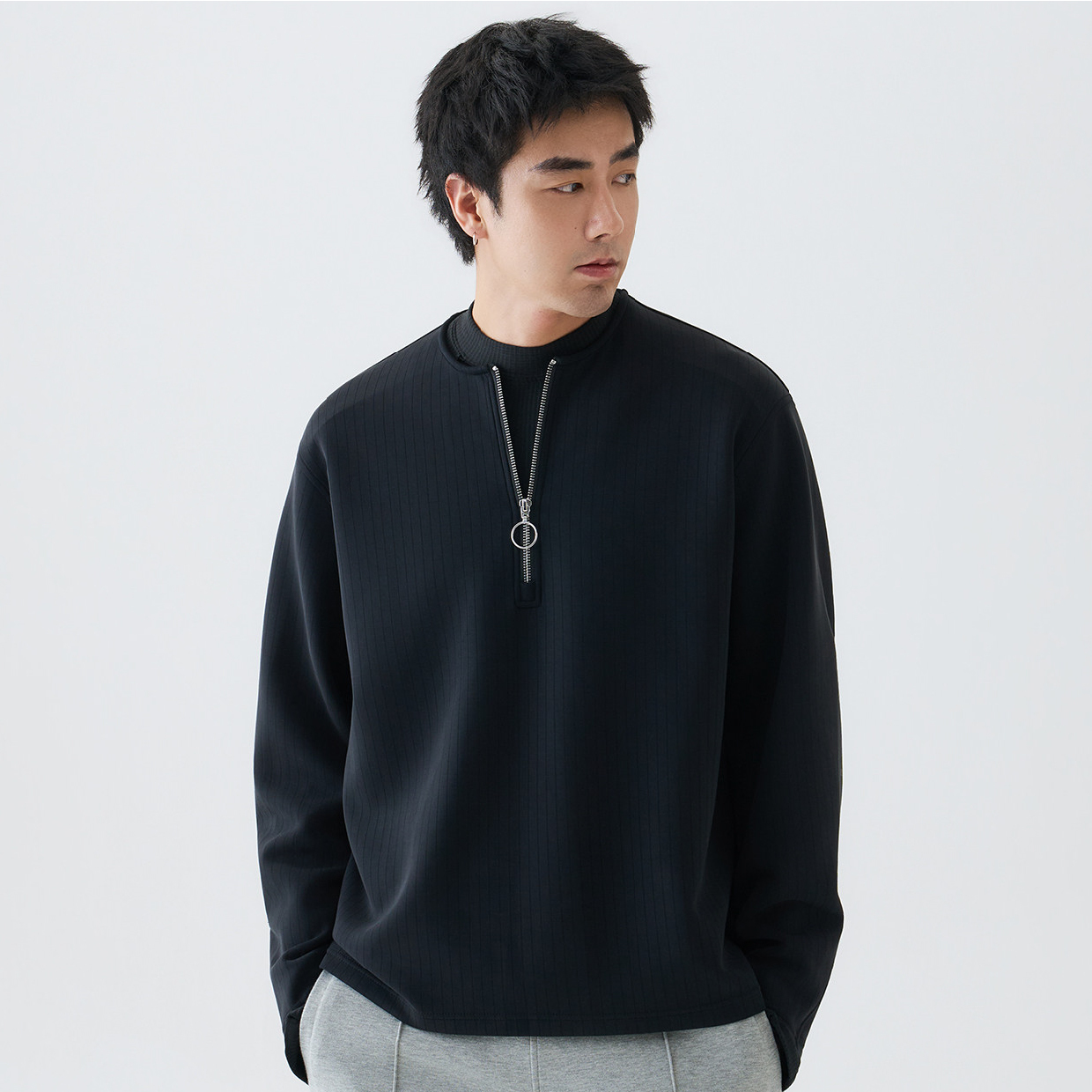 TANOXI Half-Zip Sweater 空氣層 半拉鍊大學Tee [TNX-T500]