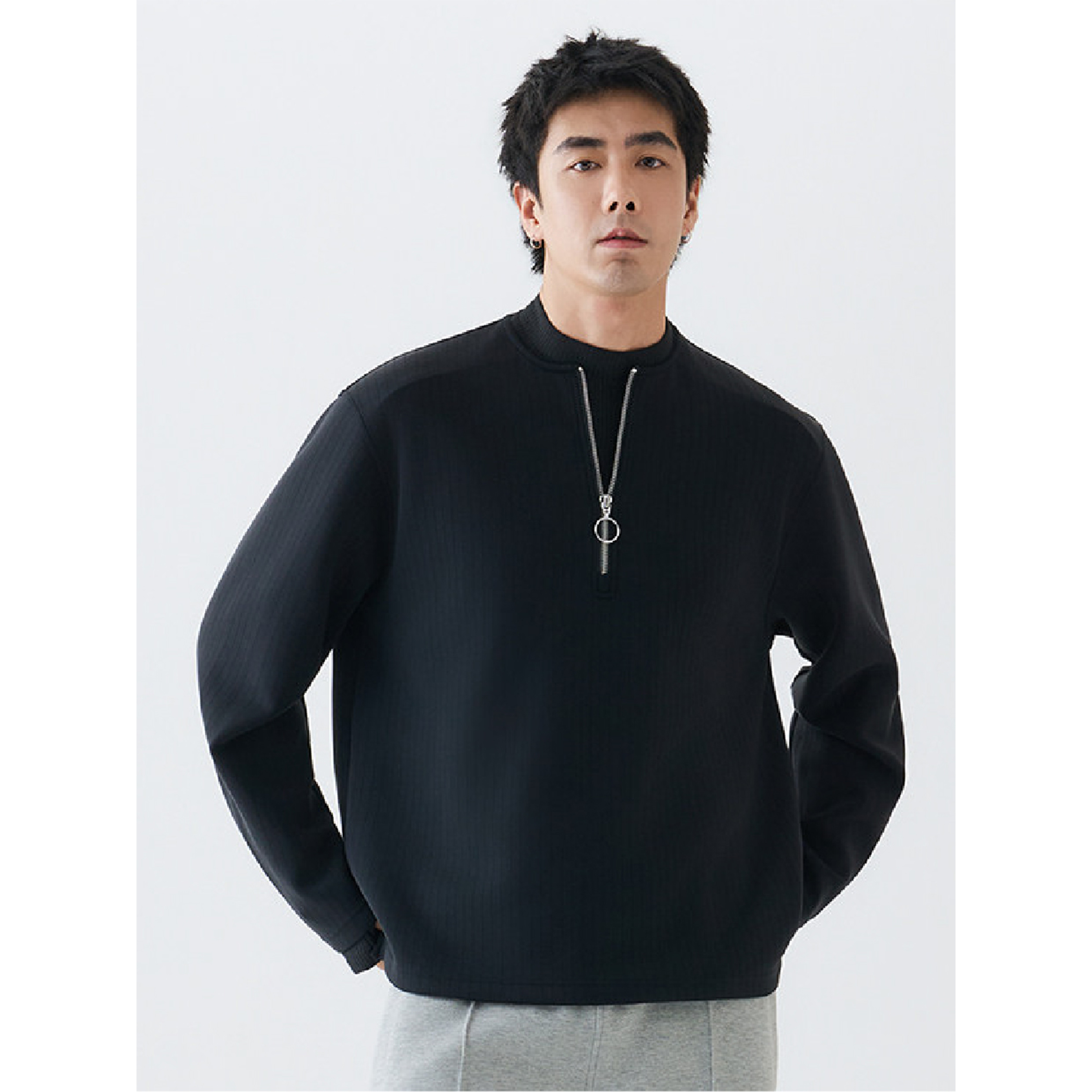 TANOXI Half-Zip Sweater 空氣層 半拉鍊大學Tee [TNX-T500]