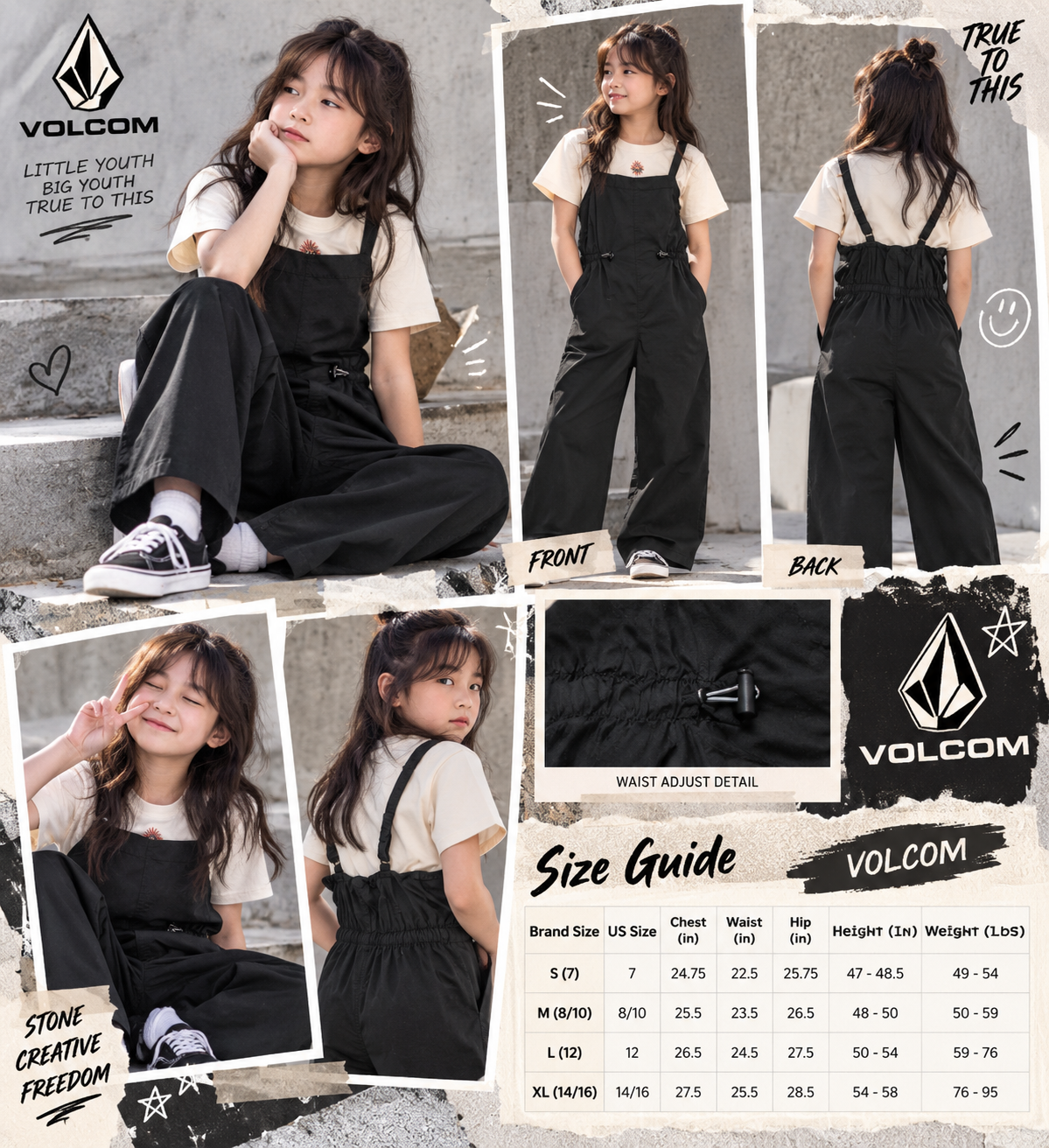 【預購】VOLCOM N101019 女童款連體褲套裝 (連體褲+上衣)