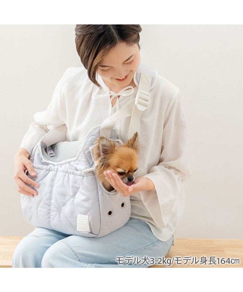 【Pet Paradise】Quilted Shoulder Bag Grey <752-43278>