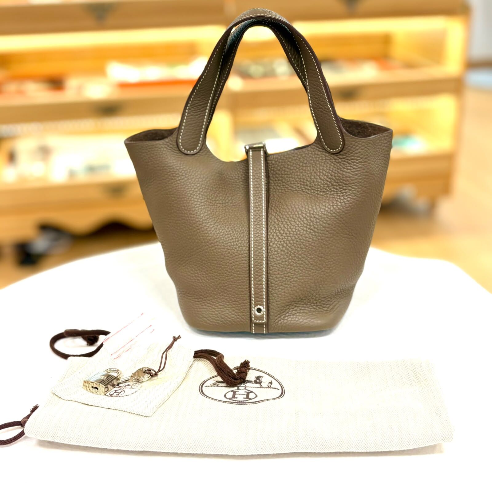 95%NEW二手HERMES PICOTIN 18 , 大象灰銀扣TC皮, ETOUPE PHW, #P18 #香榭站正品