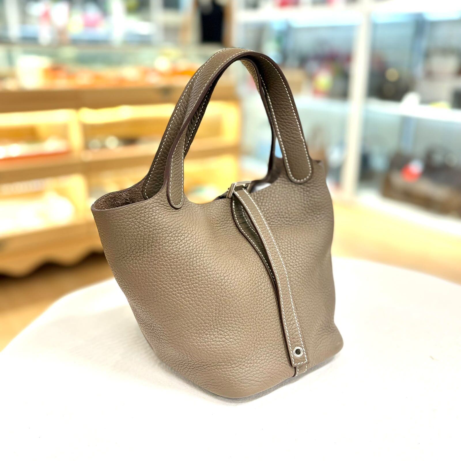 95%NEW二手HERMES PICOTIN 18 , 大象灰銀扣TC皮, ETOUPE PHW, #P18 #香榭站正品