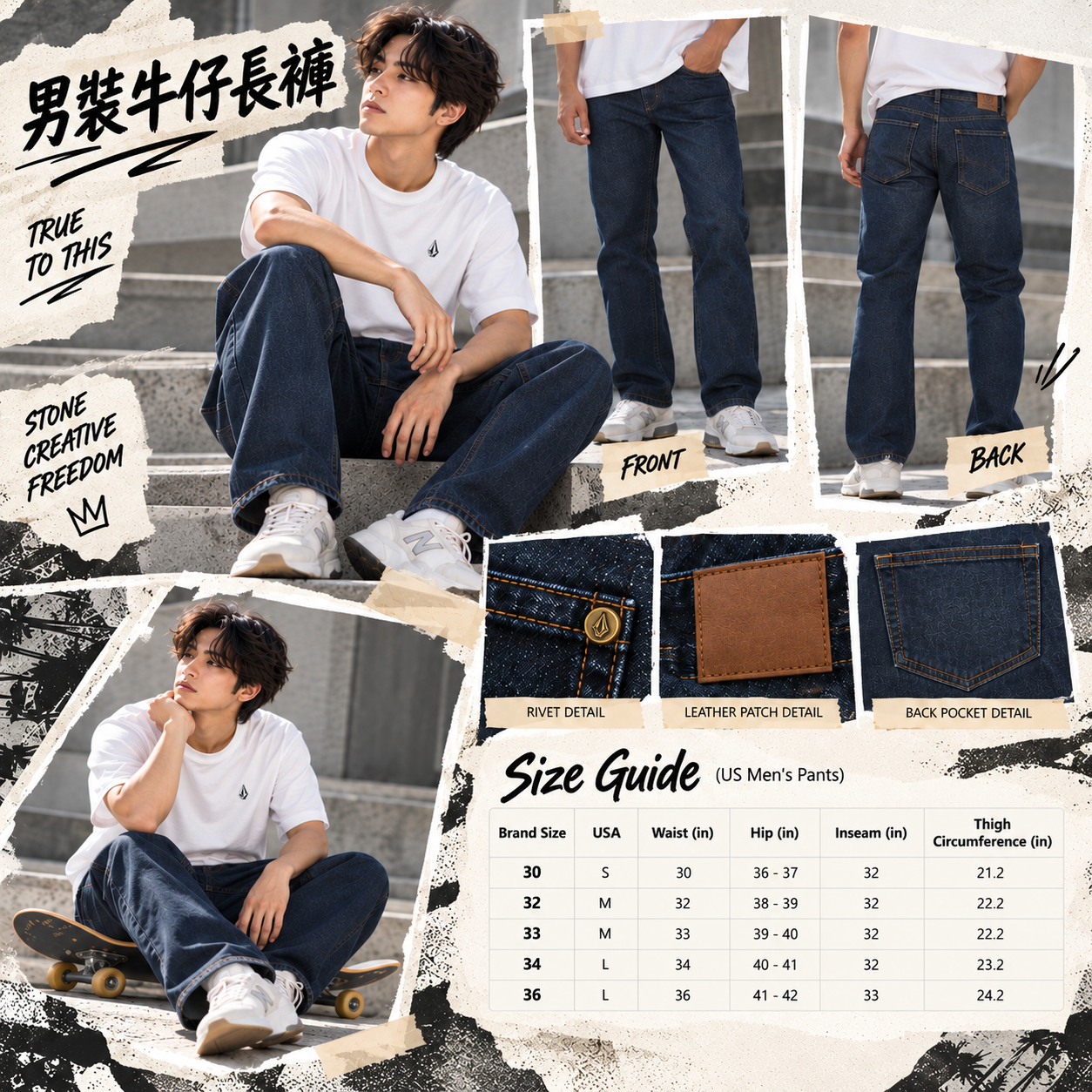 【預購】VOLCOM N101022 Kinkade 男裝牛仔長褲 (深藍色)