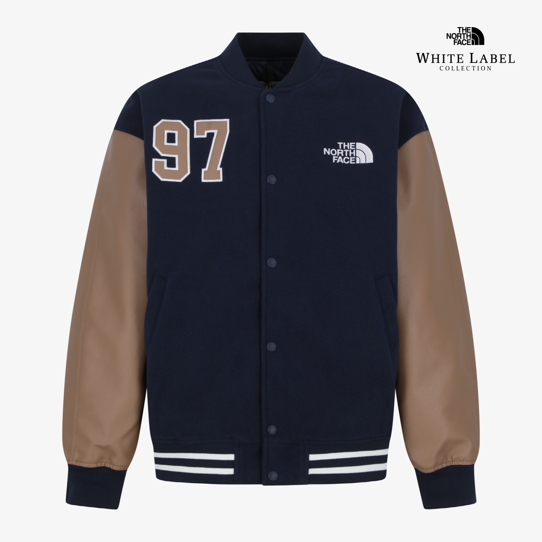 【OWN】The North Face 長袖 秋冬 圓領 棒球 正面 背面 刺繡 貼花 男女 奶油白 海軍藍
