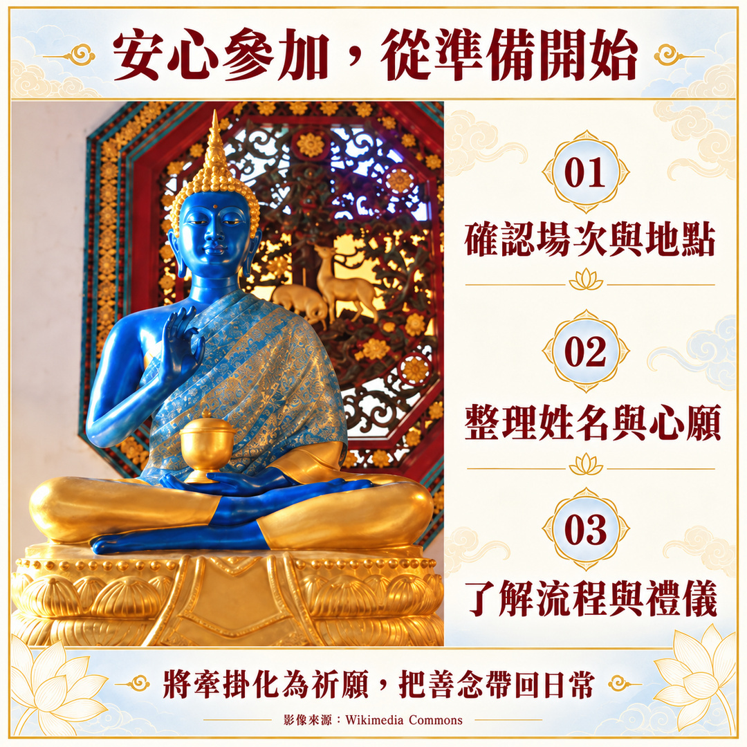 藥師佛祈福參加準備:確認場次地點、整理姓名心願、了解流程禮儀