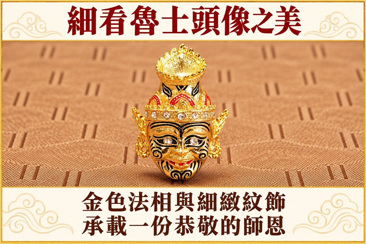 金色魯士頭像與黑色彩繪紋飾