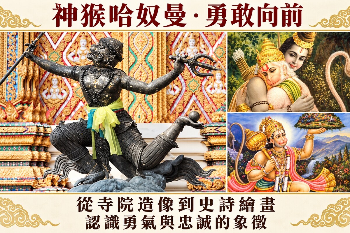 寺院哈奴曼造像與神猴故事繪畫
