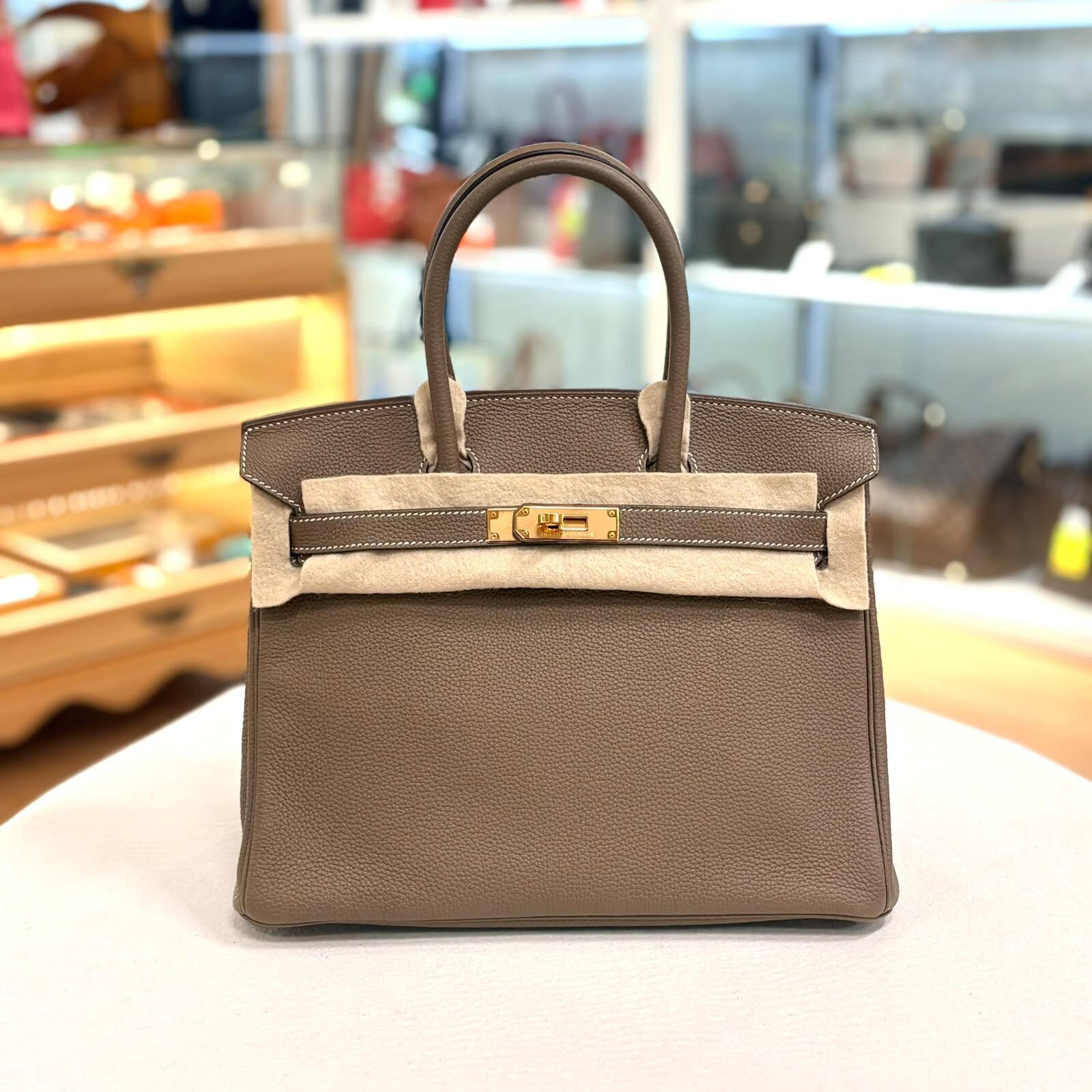 閒置品!!! DISPALY !!! HERMES BIRKIN 30 , 大象灰TOGO皮金扣, ETOUPE GHW #B30 #香榭站正品