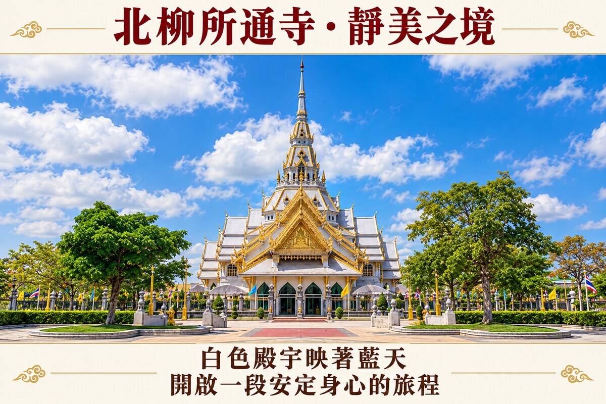 北柳府所通寺的白色金飾殿宇