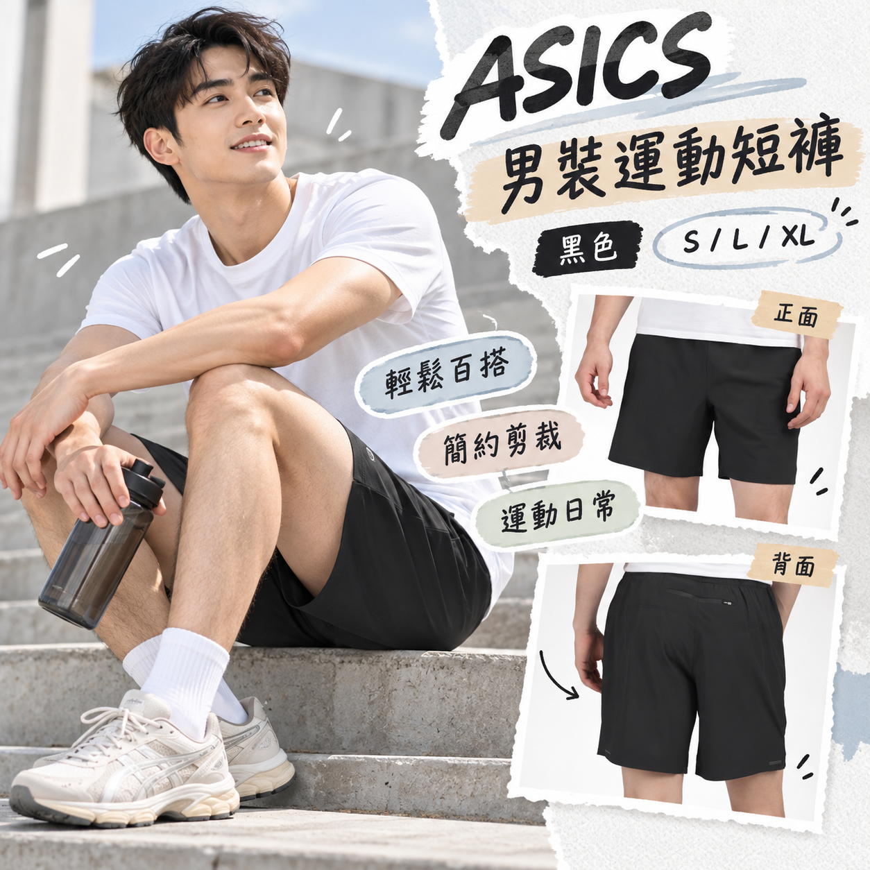【預購】ASICS N101050 男裝運動短褲 (黑色)