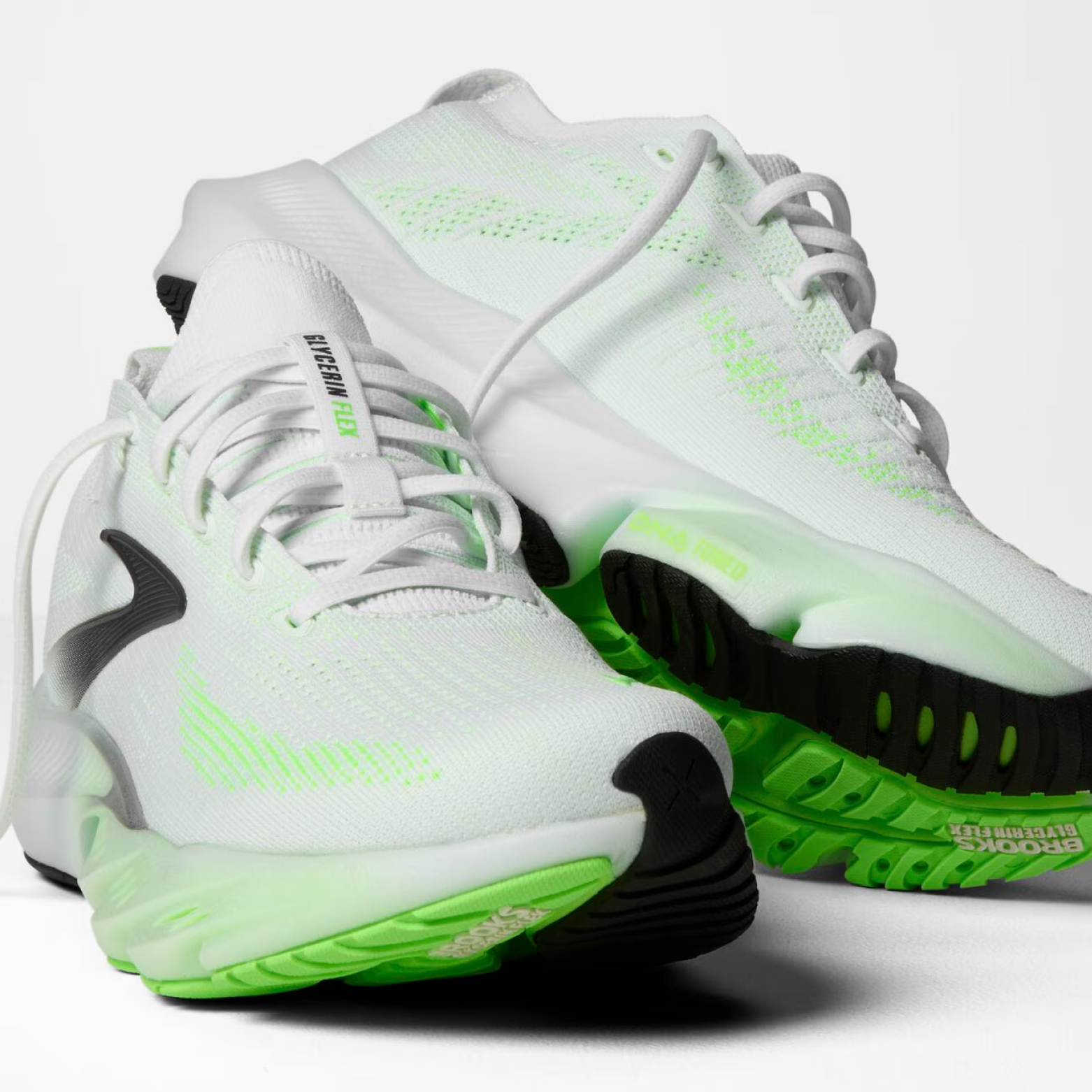 Brooks Men's Glycerin Flex Running Shoes - White/Green Gecko/Phantom