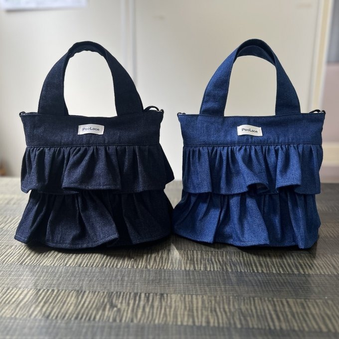 【日本製 Poo loca】牛仔雙層荷葉邊2 Way Bag  (J2610 PI767)