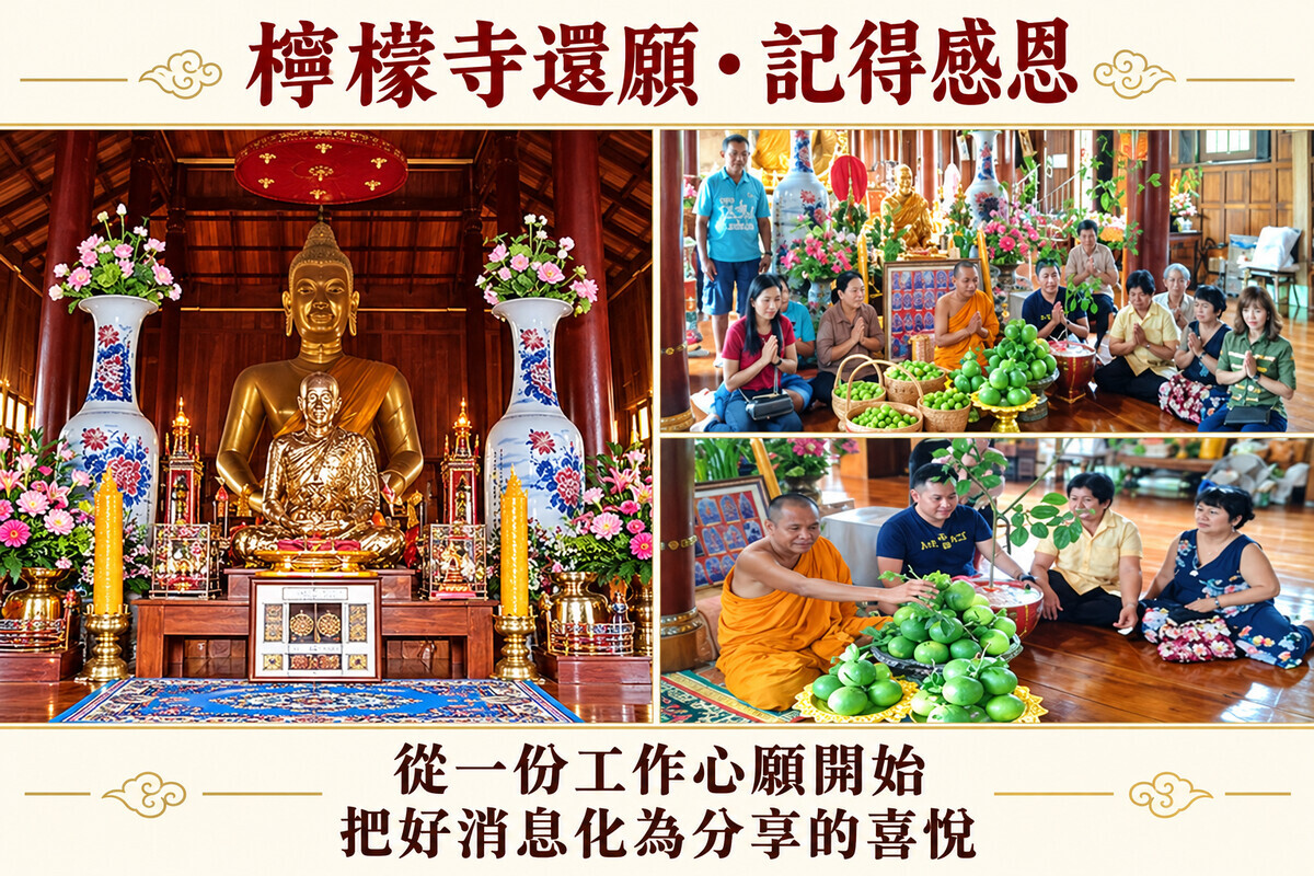 檸檬寺佛殿、信眾與檸檬果還願的原有照片組圖