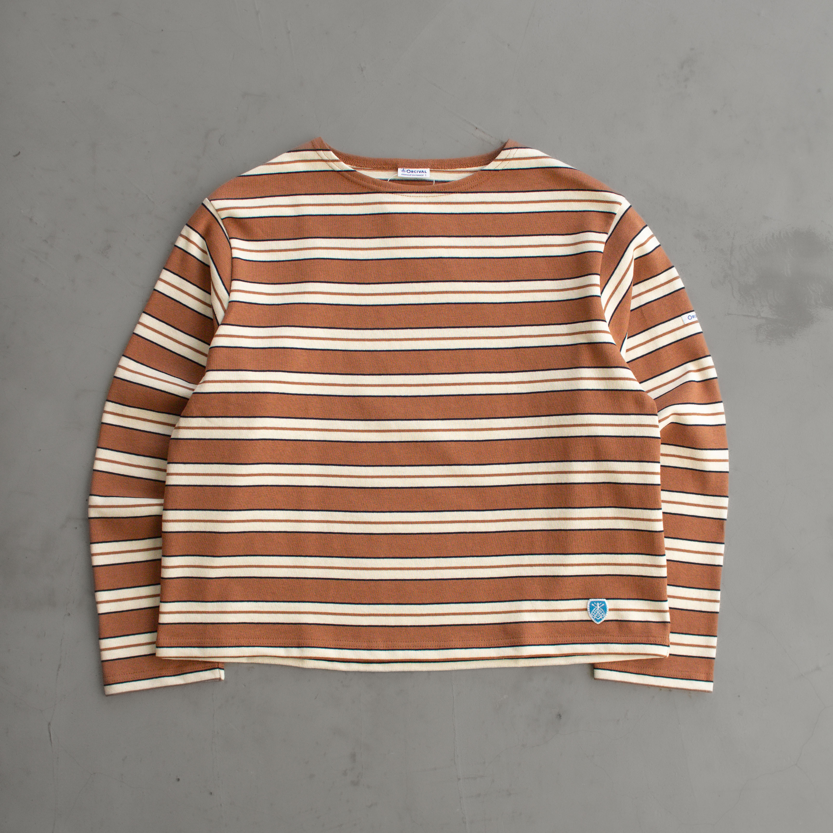 ORCIVAL WOMEN'S COTTON LOURD WIDE BASQUE SHIRT MULTI BORDER 法國製 女裝 條紋 船領 長袖 T恤 #B259