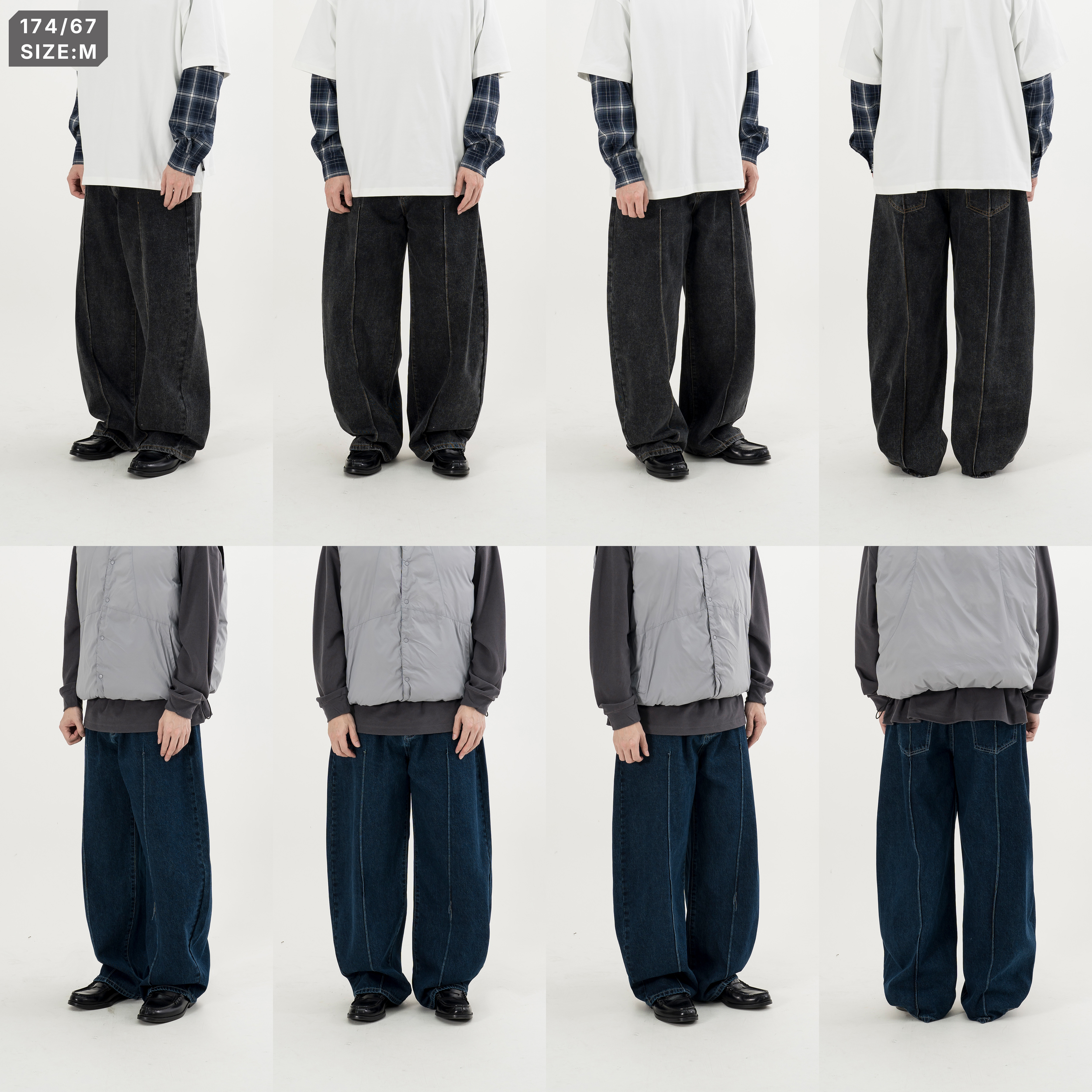 Curved Seam Denim Jeans 車線 彎刀牛仔長褲 [B-2692]