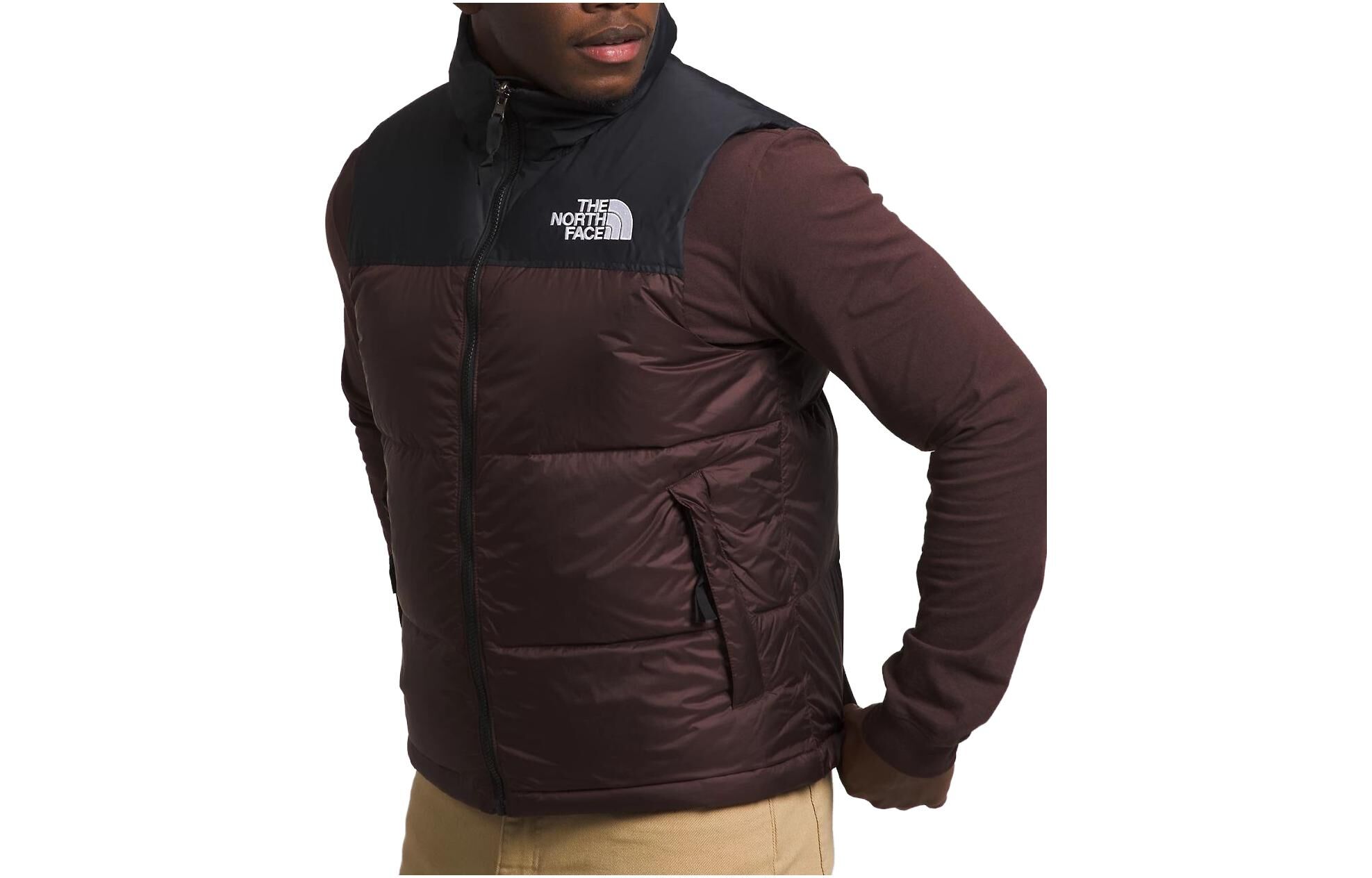 【代購】THE NORTH FACE 1996 Down Vests Men's Coal Brown Stand Collar Moderate Straight Fit NF0A3JQQ-LOS