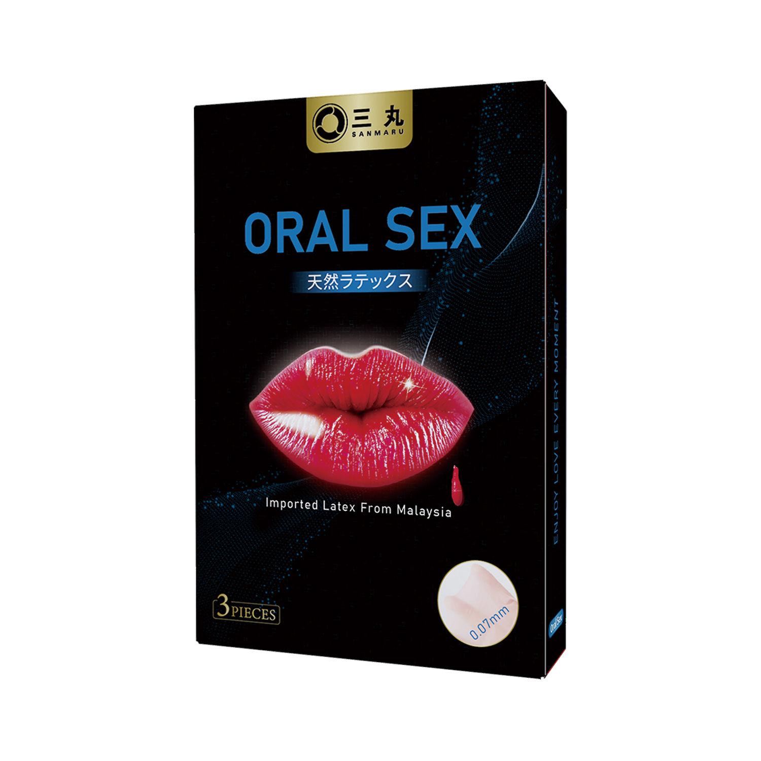 [SANMARU] 0.07mm Natural Latex Oral Sex Dental Dam | 3 Flavors, Safe & Hygienic (3 Pack)