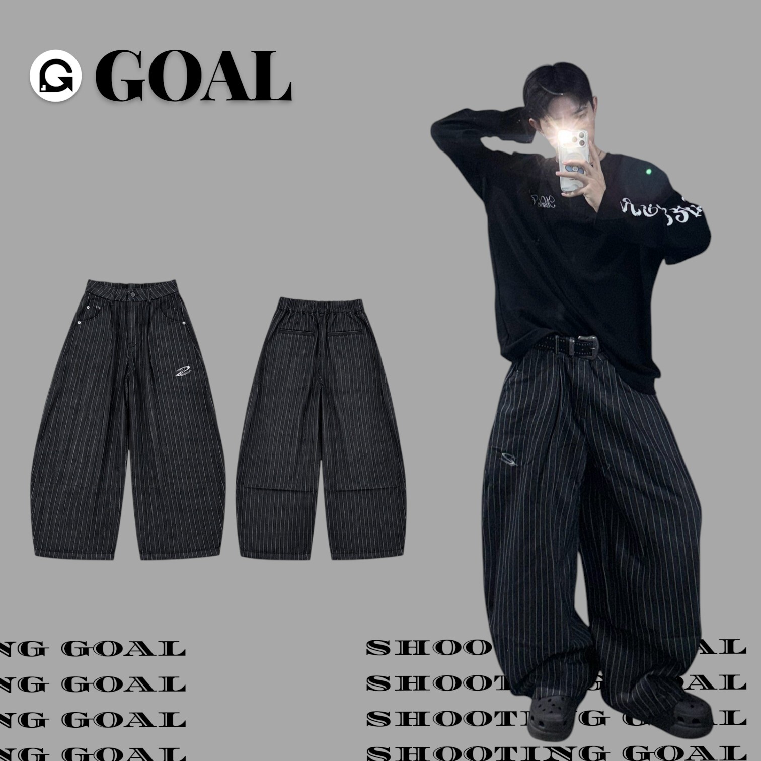 (GOAL) DCM  baggy 條紋西裝彎刀褲  628