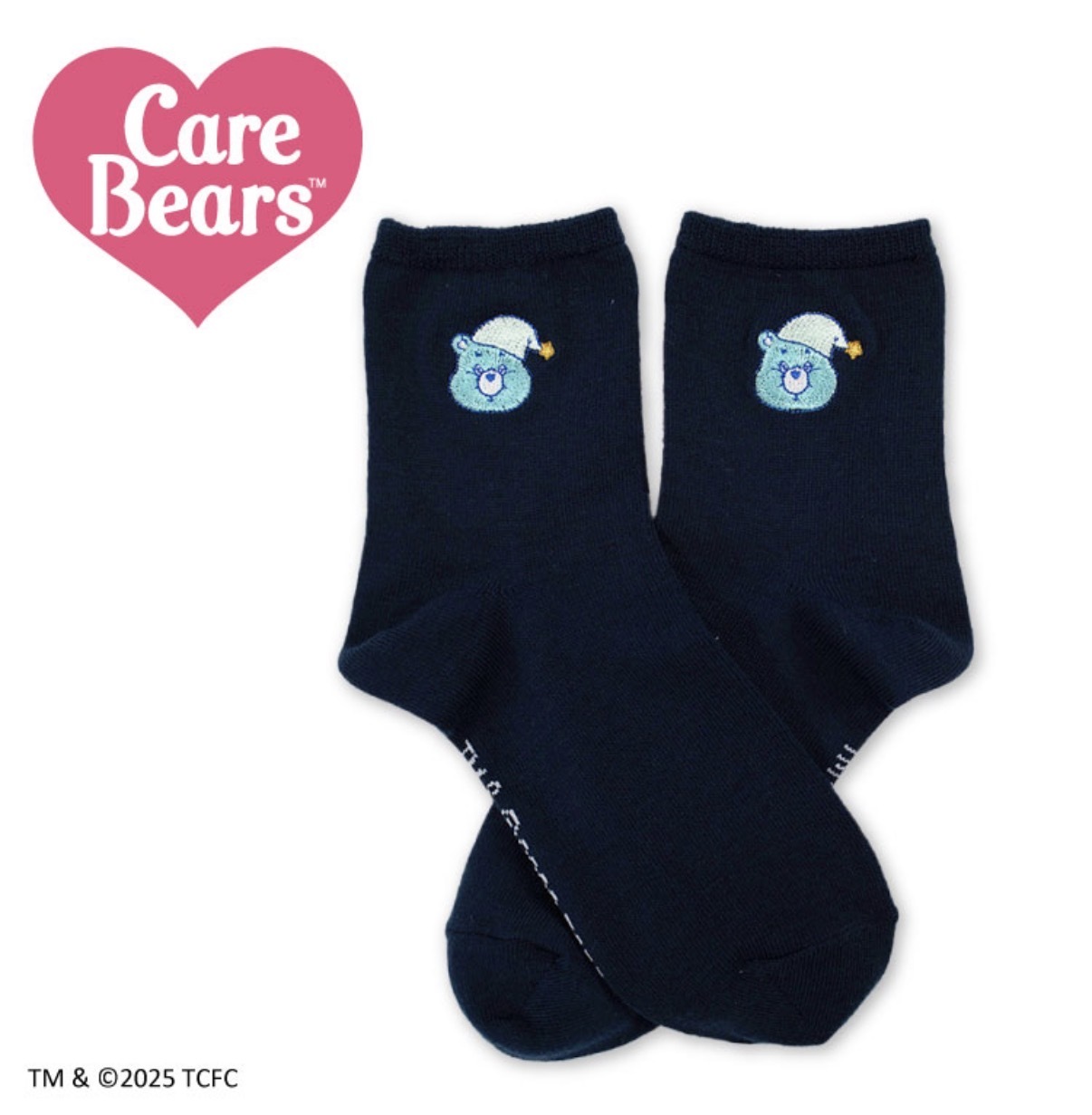 JP Carebear 藍色睡帽刺繡中筒襪 深藍 6849 TK261010