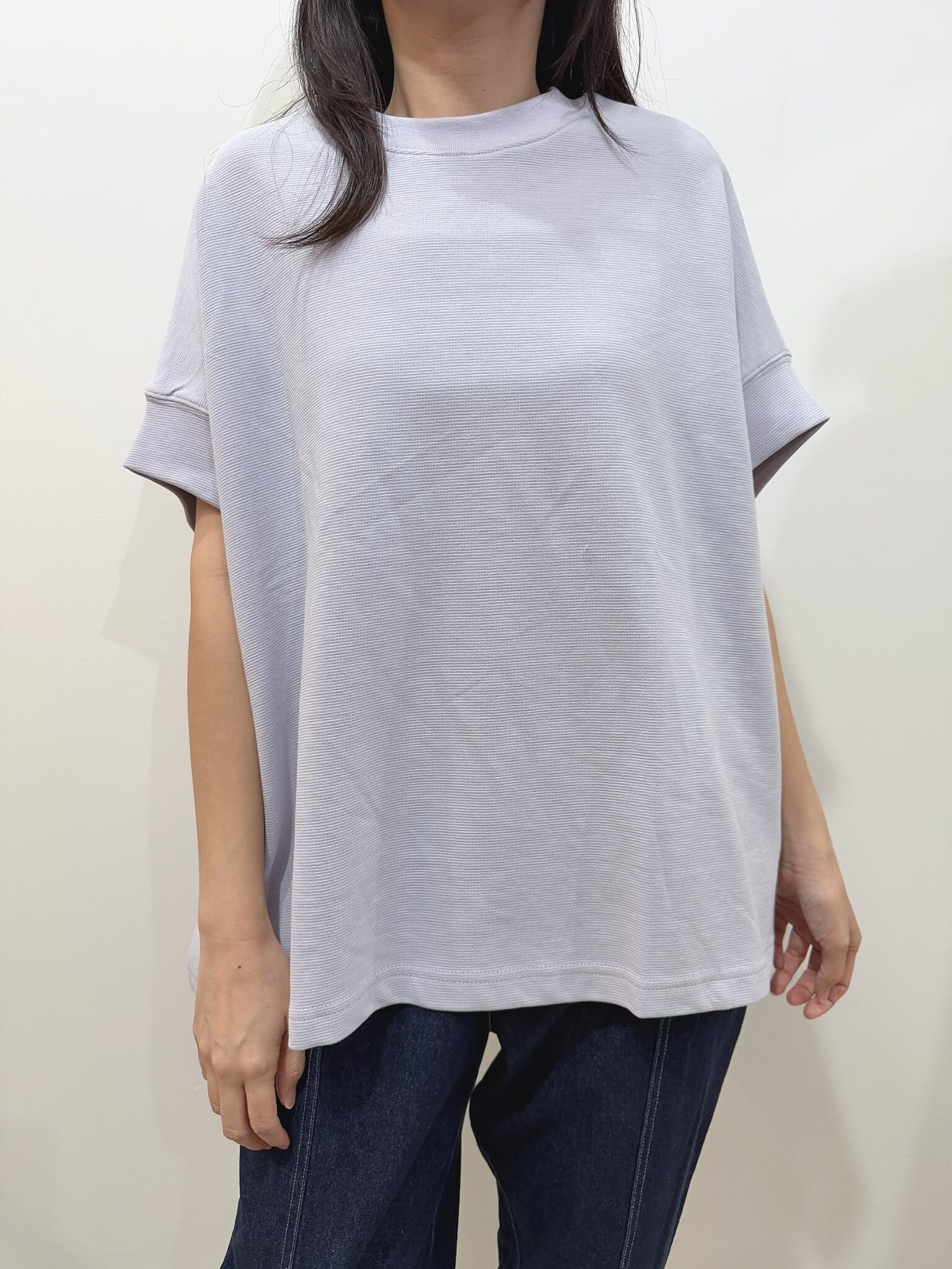 34＋ 波紋雙面寬版短袖套頭衫