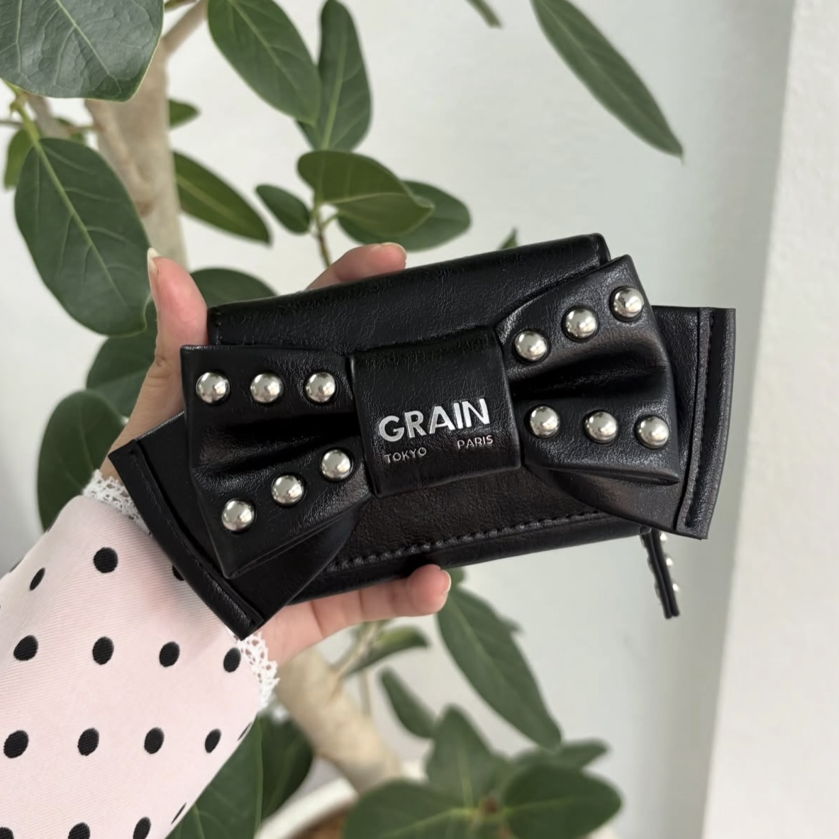 （預購）日本 GRAIN 金屬鉚釘x皮革蝴蝶結 皮夾 錢包 多色