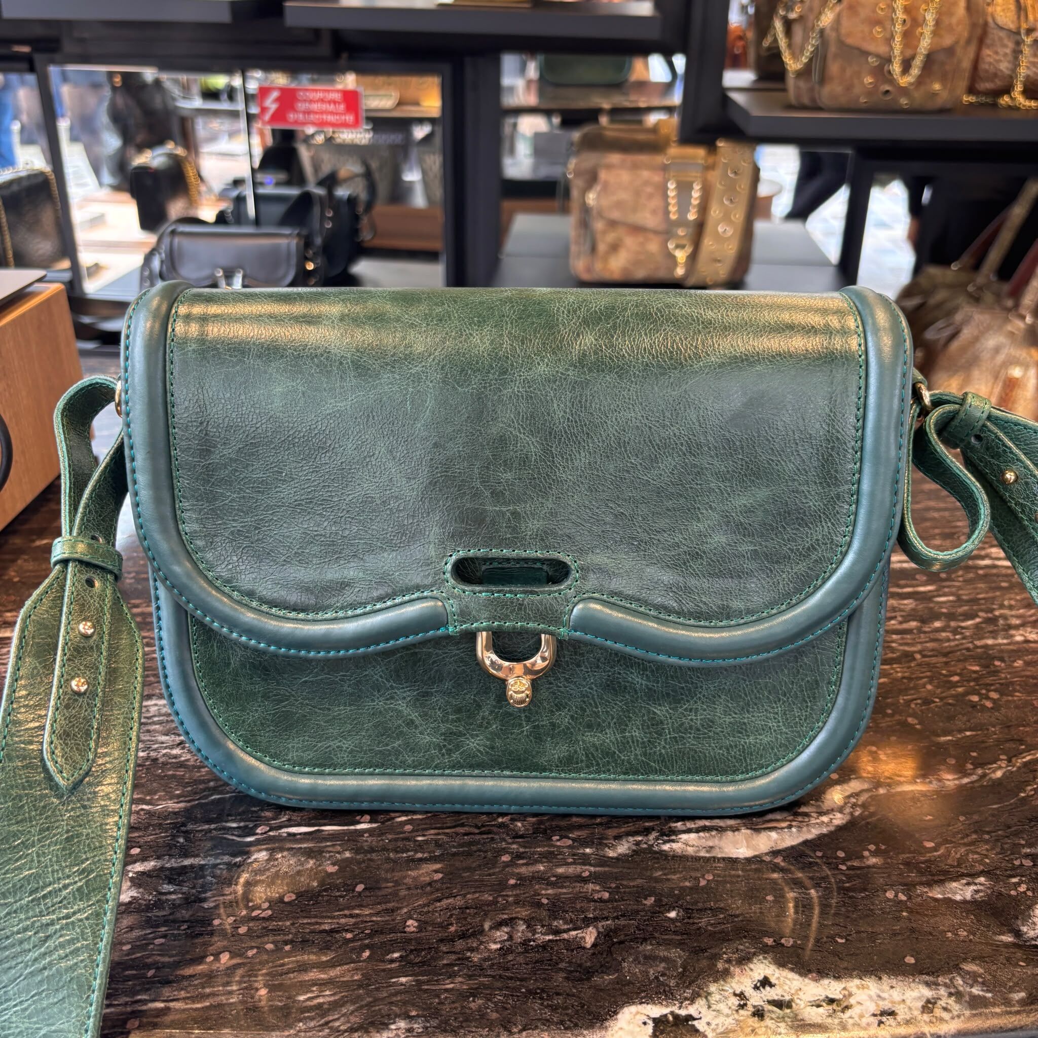 SMA-HHG1010-047 CLARIS VIROT-Jade Green Leather Manon Bag 4136 (A47)