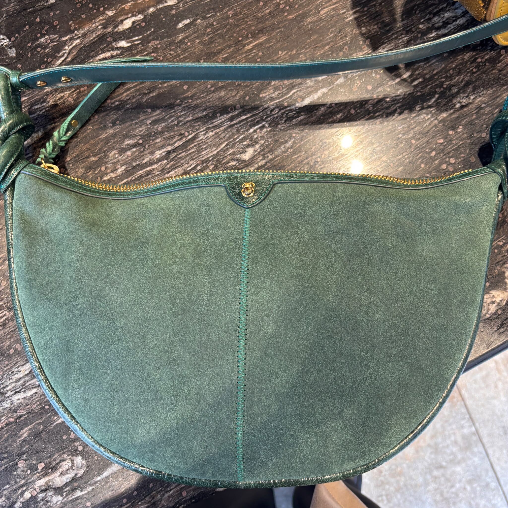 SMA-HHG1010-049 CLARIS VIROT-Jade Green Leather Manon Bag 4136 (A49)
