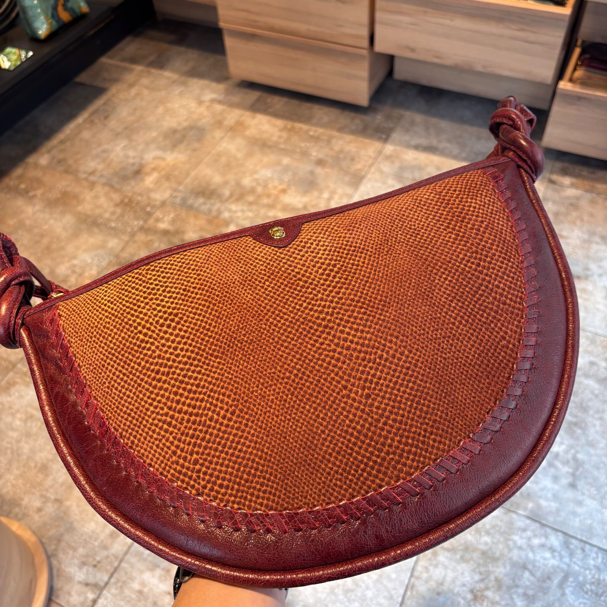 SMA-HHG1010-054 CLARIS VIROT-Sekhmet Thick Suede Embroidered Chris Bag 4152 (A54)