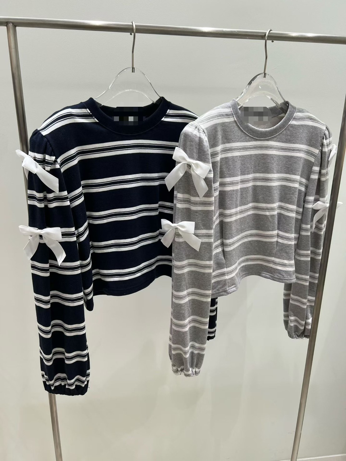 條紋公主蝴蝶結袖短T