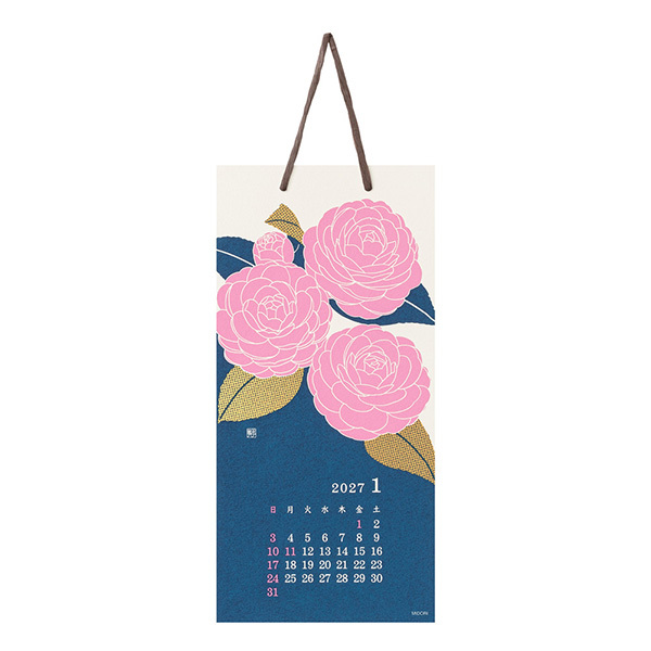 2027 越前和紙 壁掛式月曆 花朵(S)｜日本MIDORI