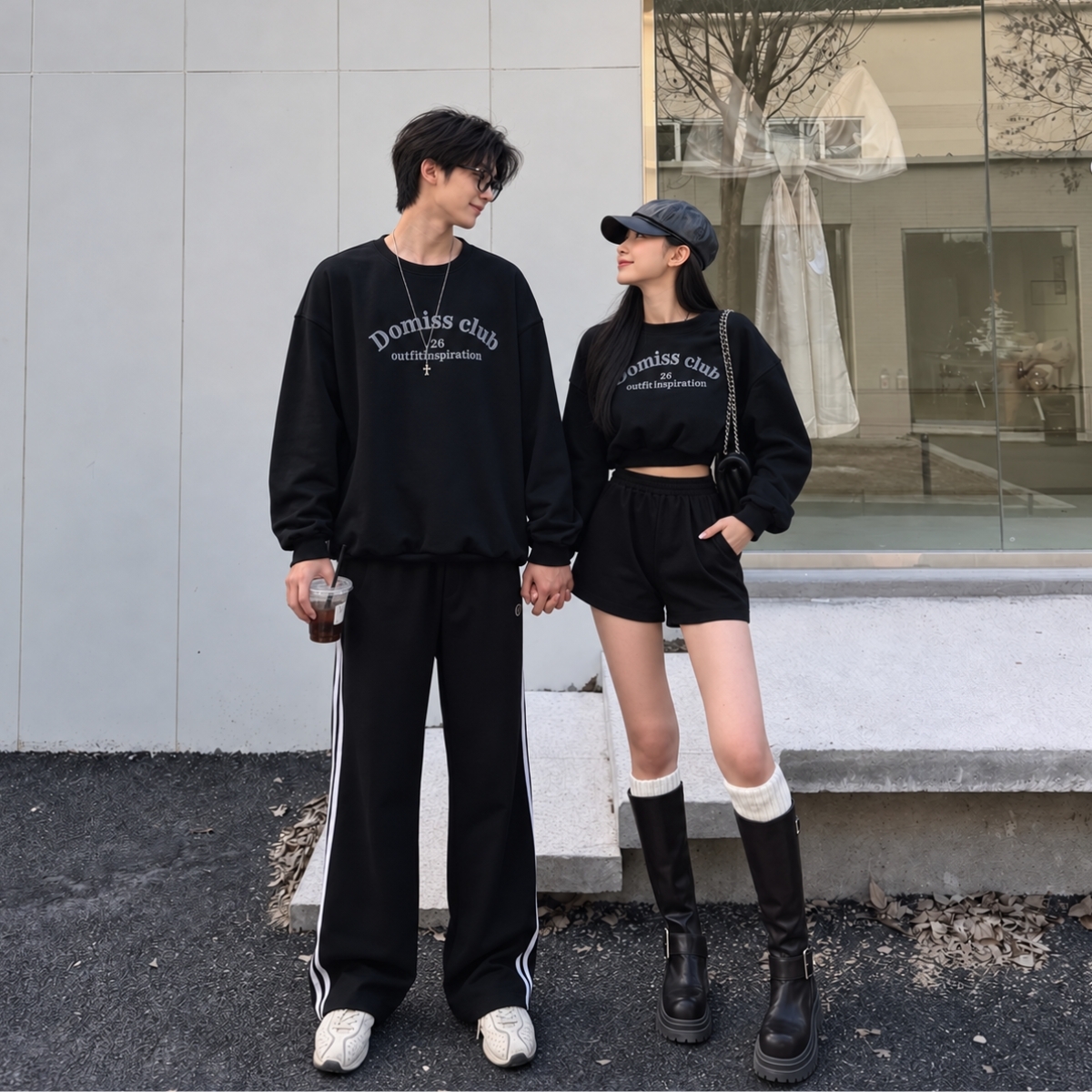 【低調宣告】DOMISS CLUB情侶款圓領大學T 衛衣 長袖上衣 情侶裝(現貨)