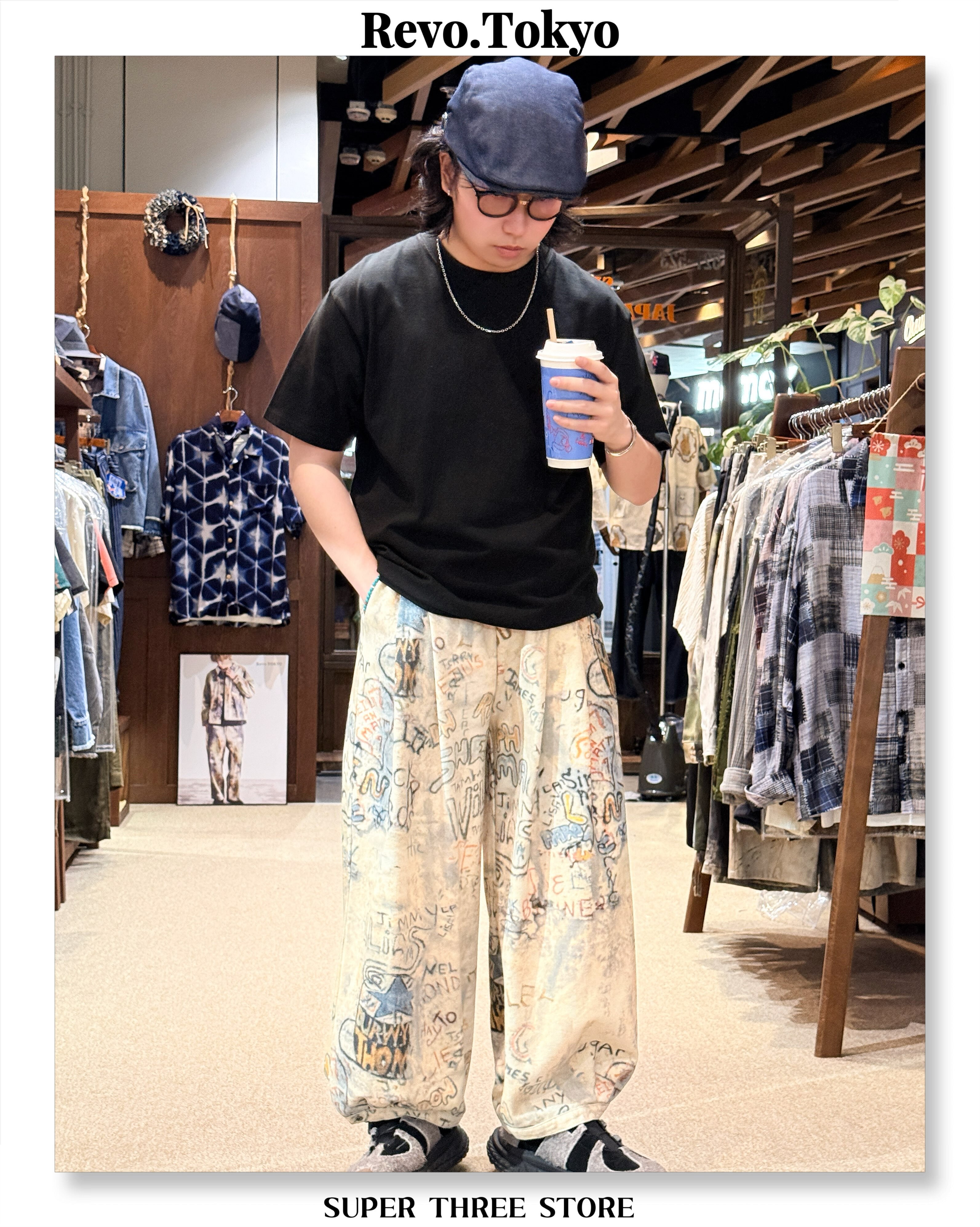 Revo.tokyo｜ Multi-Print Wide-Tuck Balloon Pants